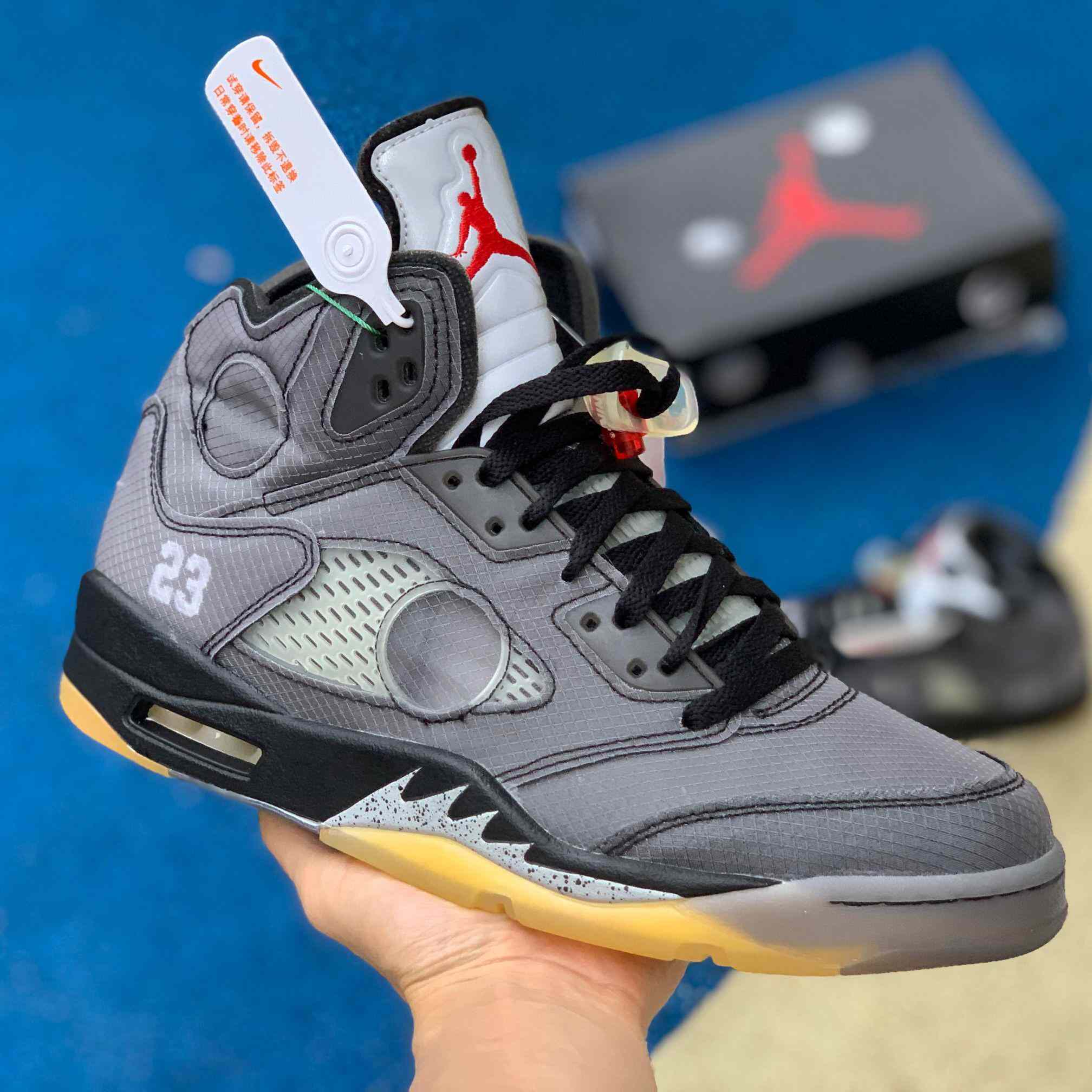 Air Jordan 5 AJ5 x Off-White OW Sneakers      CT8480-001  - DopestKickz
