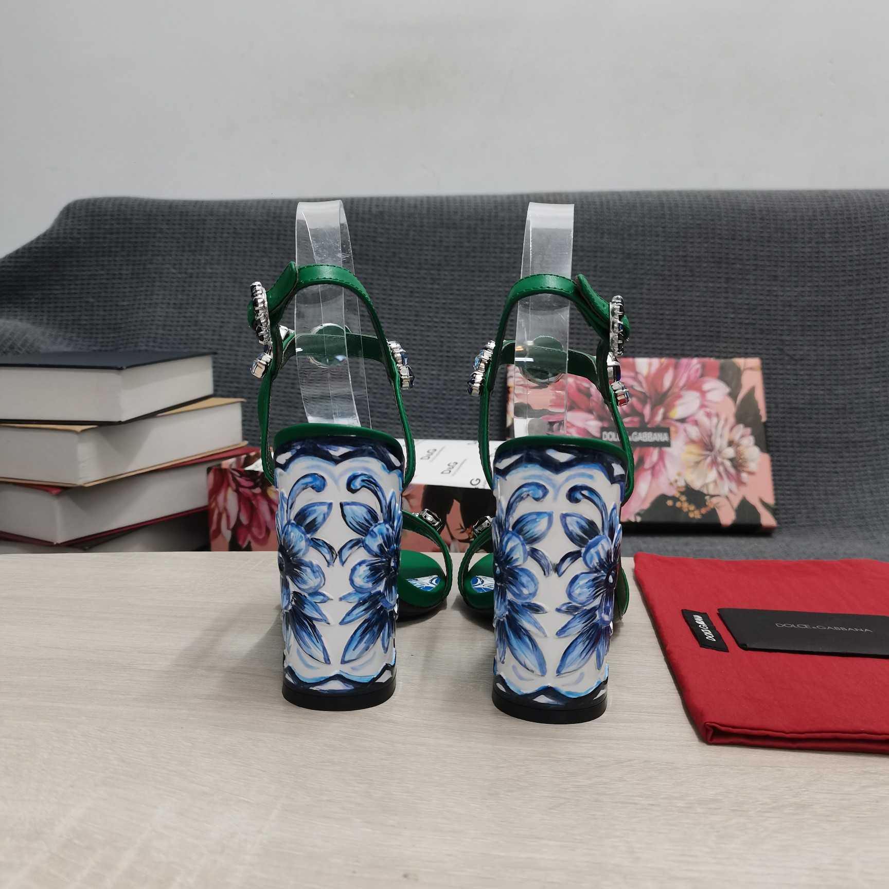Dolce & Gabbana Patent Leather Sandals With Embroidery And Painted Heel - DopestKickz