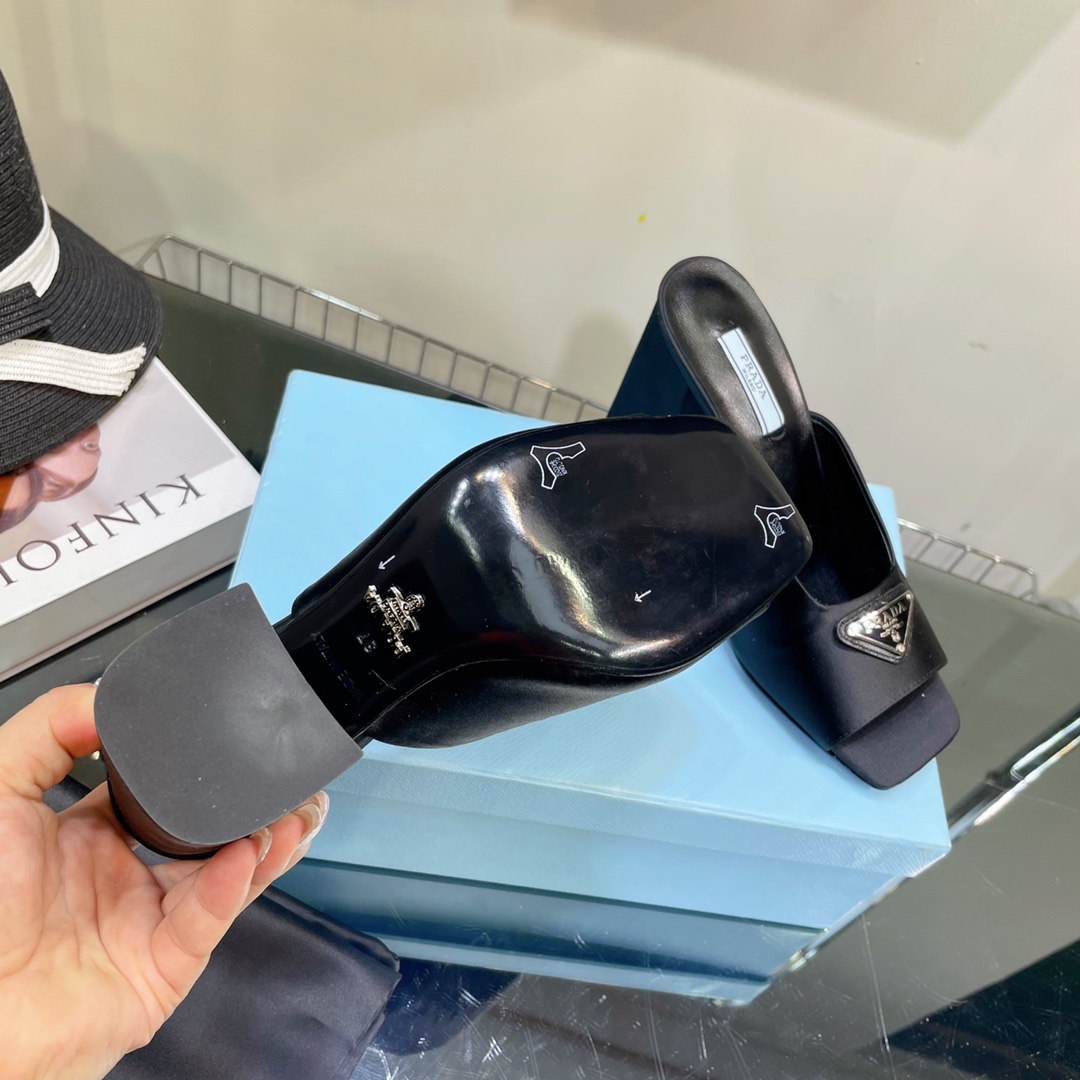 Prada High-Heeled Satin Slides - DopestKickz