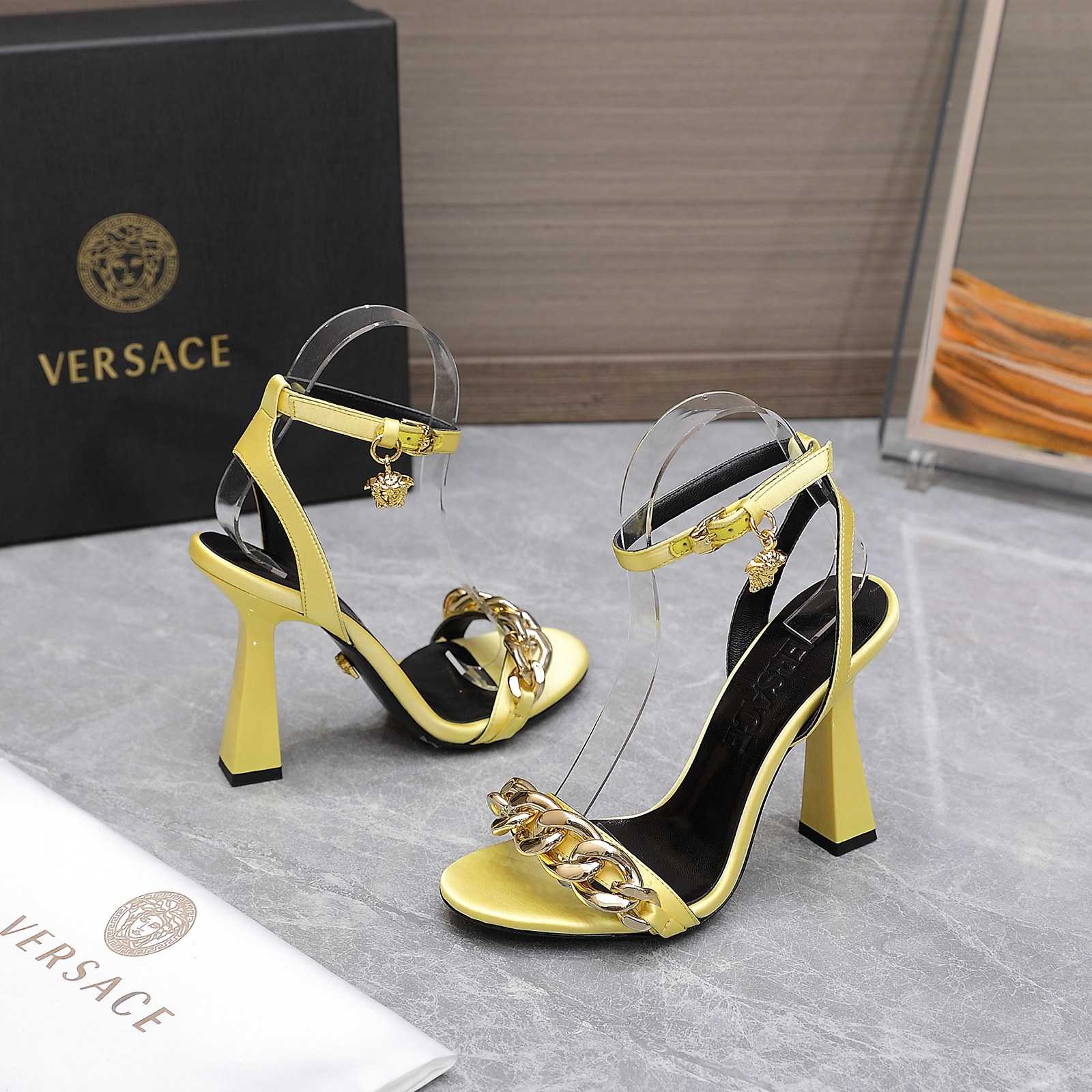 Versace Medusa Chain High Heel Sandals - DopestKickz