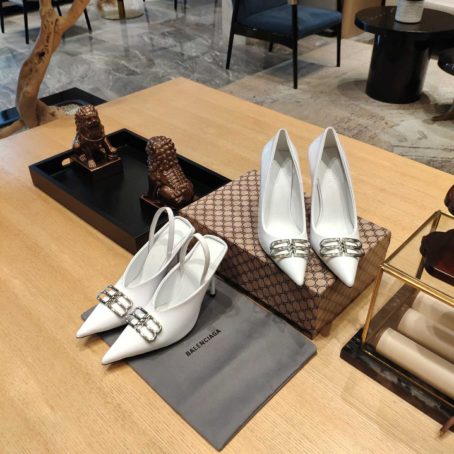 Balenciaga BB Leather Pumps - DopestKickz