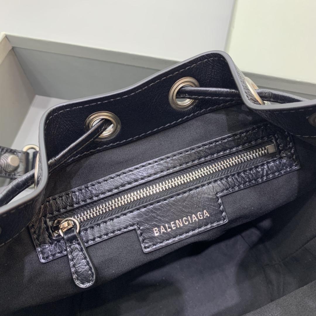 Balenciaga Le Cagole XS Bucket Bag In Black Arena Lambskin, Aged-Silver Hardware(15-19.8-17.8cm) - DopestKickz