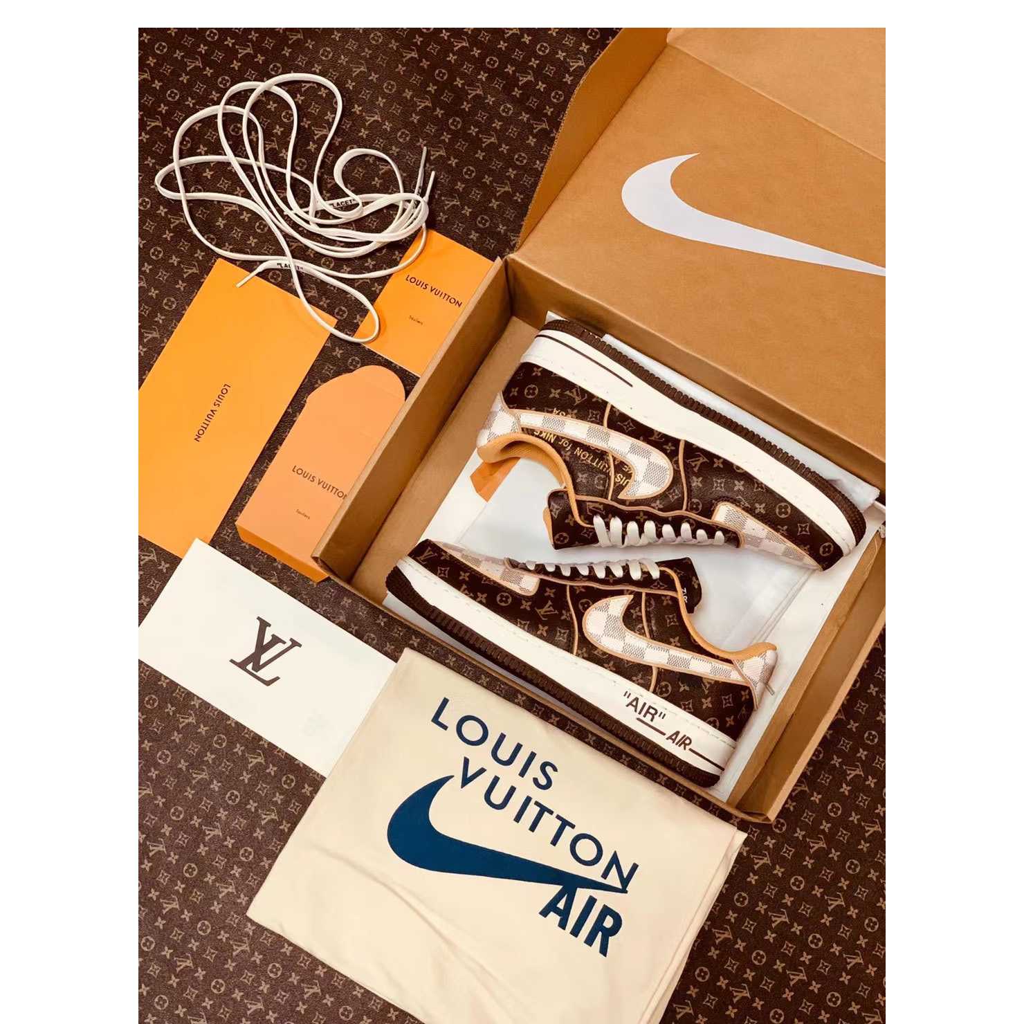 Louis Vuitton x Nike Air Force 1 Sneaker(Upon UK Size) - DopestKickz