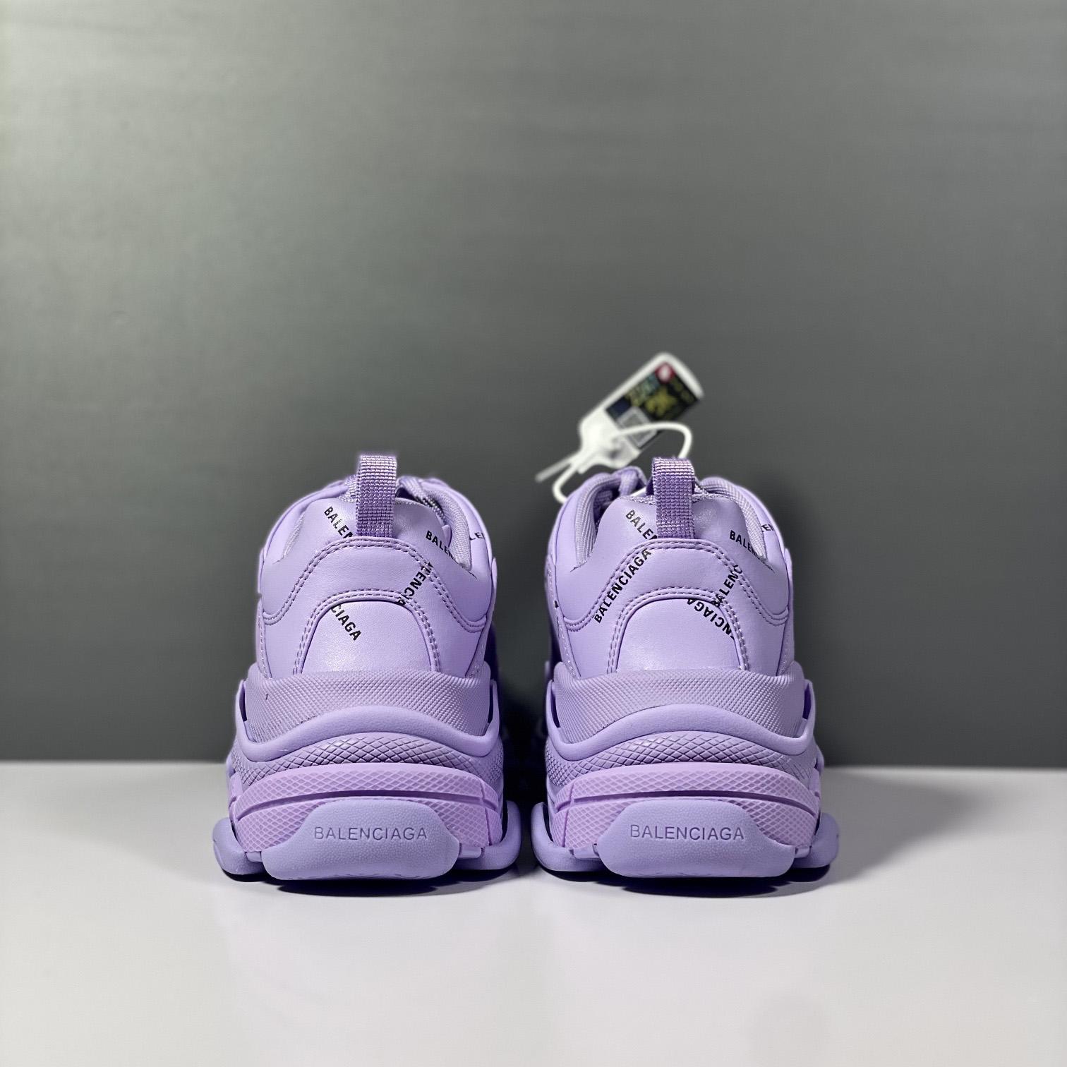 Balenciaga Triple S Sneaker Allover Logo In Light Purple And Black Technical Material - DopestKickz