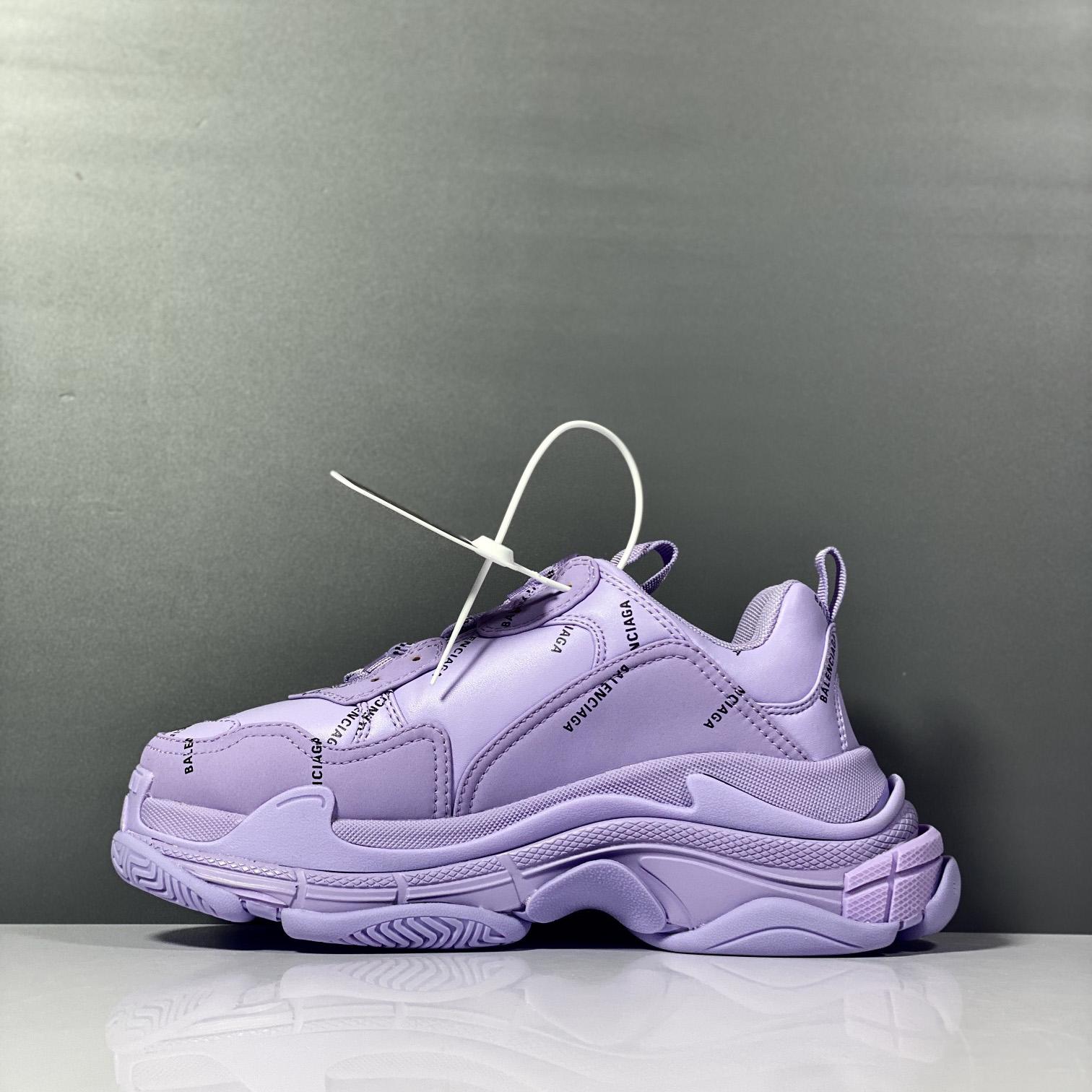 Balenciaga Triple S Sneaker Allover Logo In Light Purple And Black Technical Material - DopestKickz