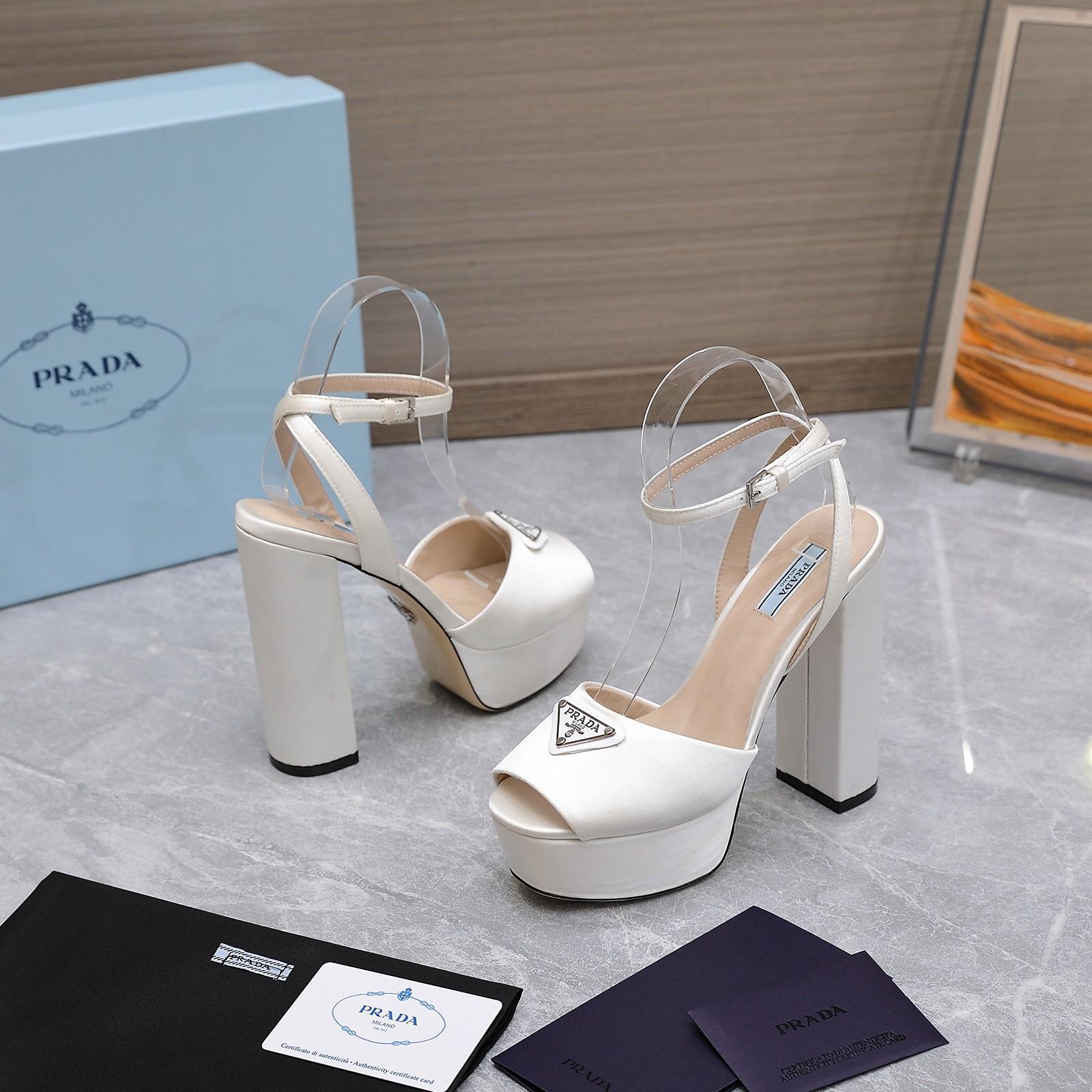 Prada High-Heeled Satin Sandals - DopestKickz