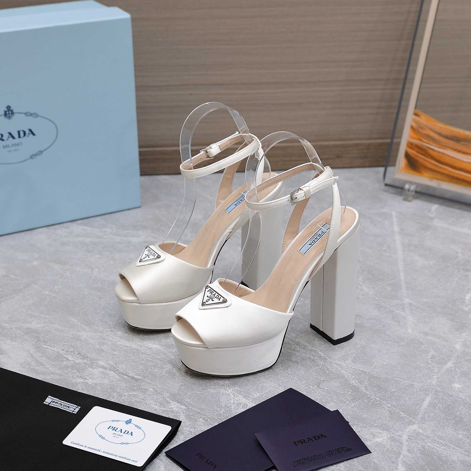 Prada High-Heeled Satin Sandals - DopestKickz