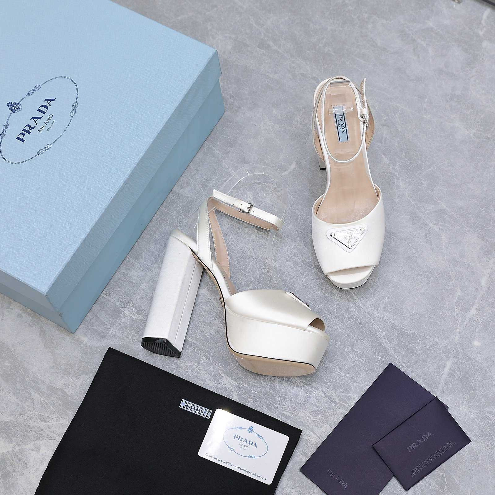 Prada High-Heeled Satin Sandals - DopestKickz