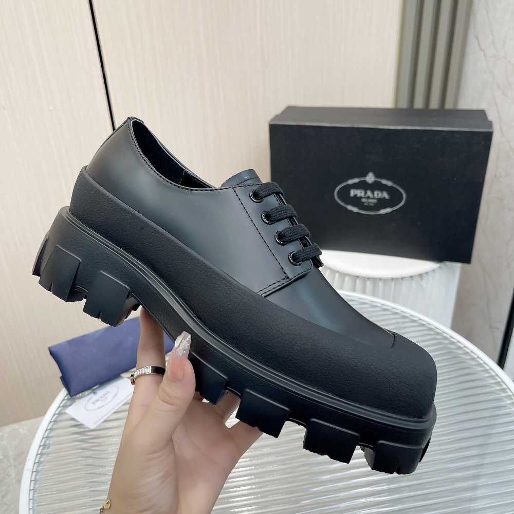 Prada Brushed Leather Derby Shoes - DopestKickz