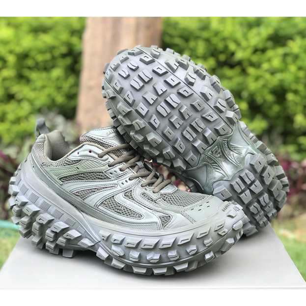 Balenciaga Defender Sneaker In Dark Green Mesh And Nylon - DopestKickz