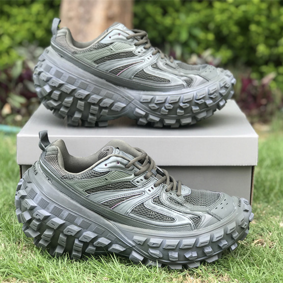 Balenciaga Defender Sneaker In Dark Green Mesh And Nylon - DopestKickz