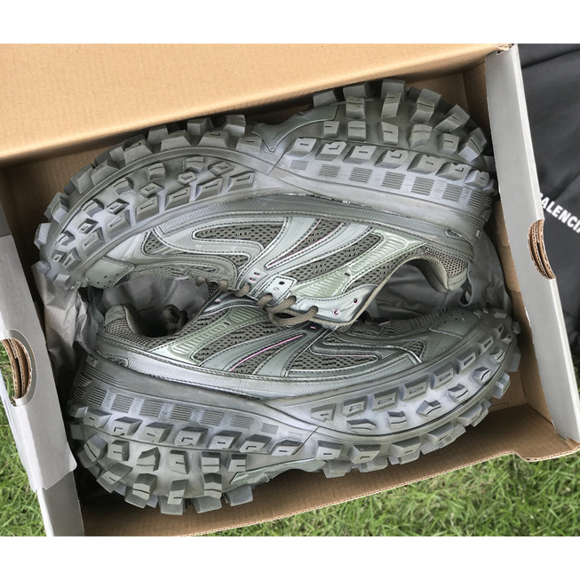 Balenciaga Defender Sneaker In Dark Green Mesh And Nylon - DopestKickz