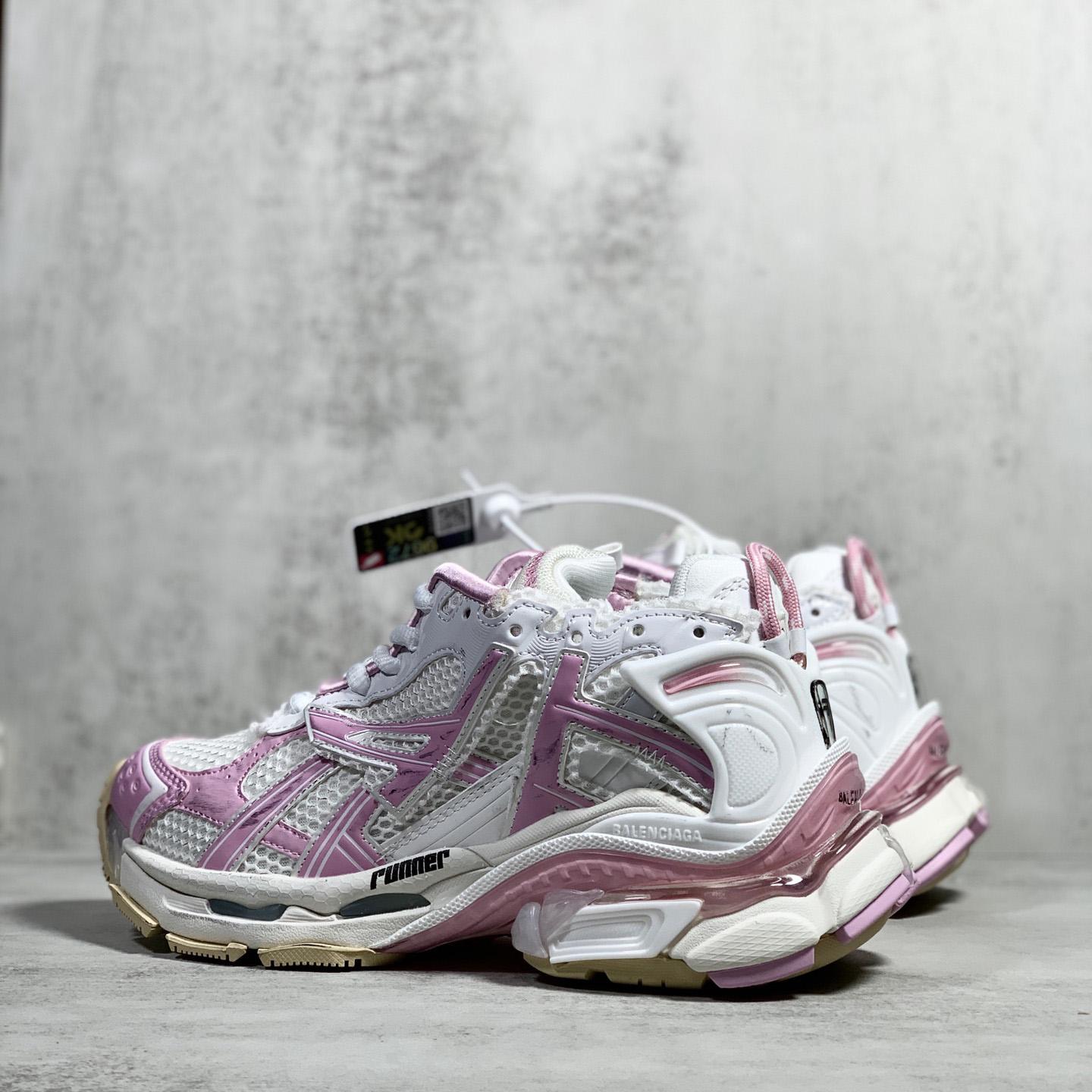 Balenciaga Runner Sneaker In White, Pink, Beige And Black Mesh And Nylon - DopestKickz