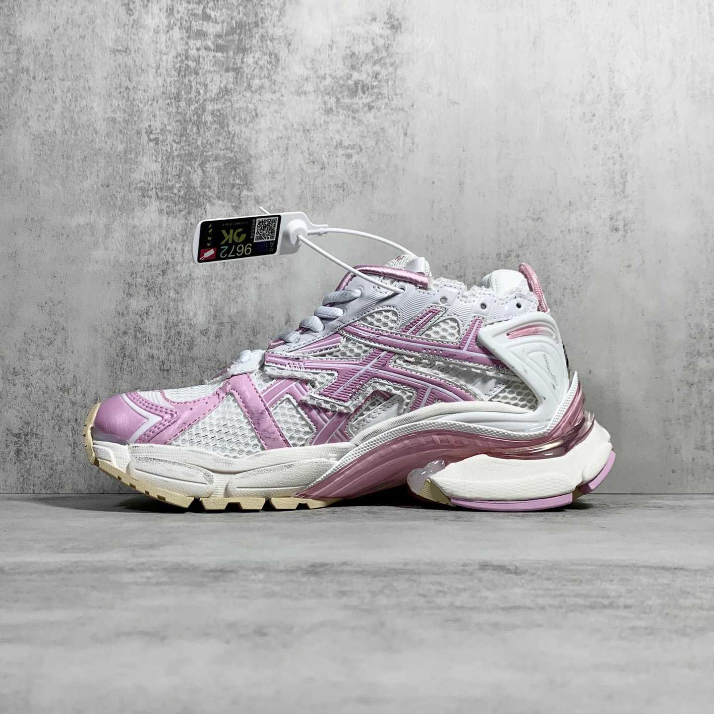 Balenciaga Runner Sneaker In White, Pink, Beige And Black Mesh And Nylon - DopestKickz