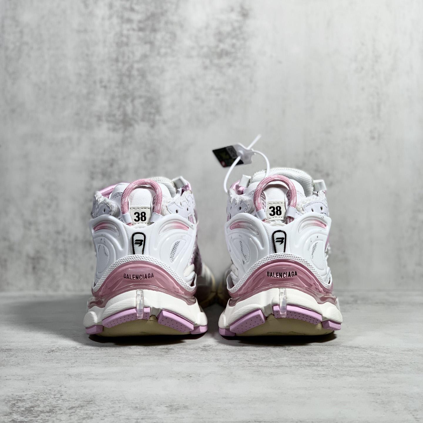 Balenciaga Runner Sneaker In White, Pink, Beige And Black Mesh And Nylon - DopestKickz