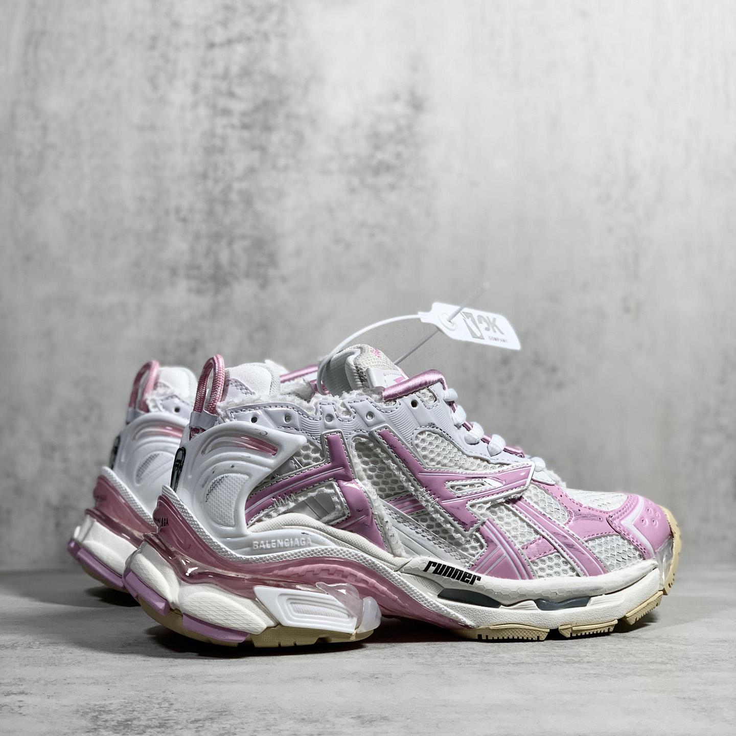 Balenciaga Runner Sneaker In White, Pink, Beige And Black Mesh And Nylon - DopestKickz