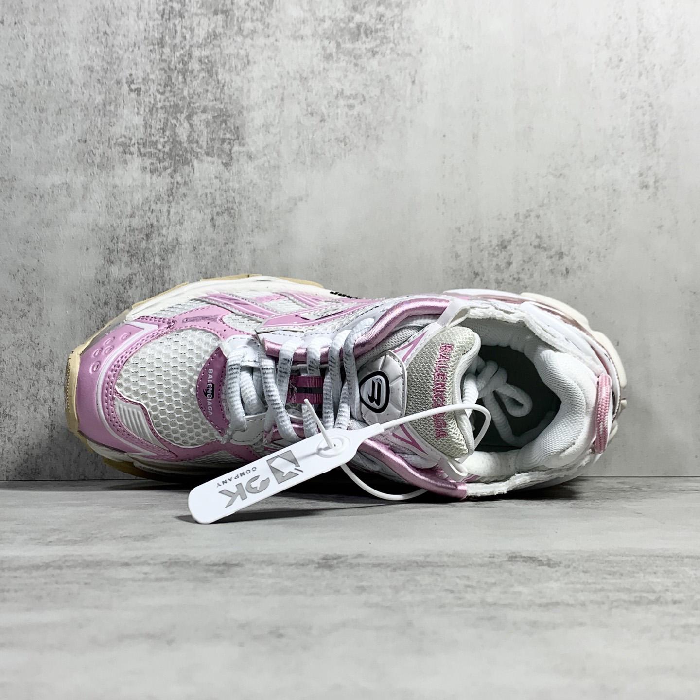Balenciaga Runner Sneaker In White, Pink, Beige And Black Mesh And Nylon - DopestKickz