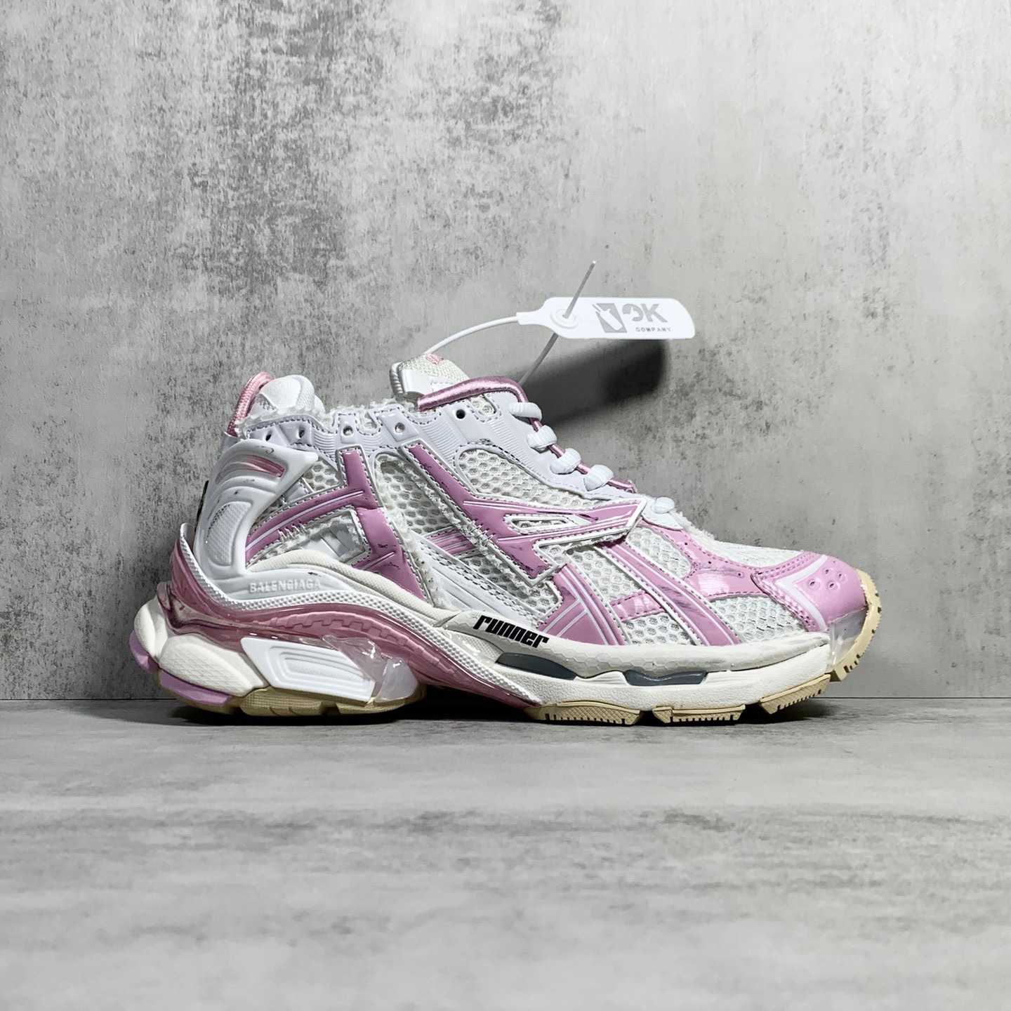 Balenciaga Runner Sneaker In White, Pink, Beige And Black Mesh And Nylon - DopestKickz