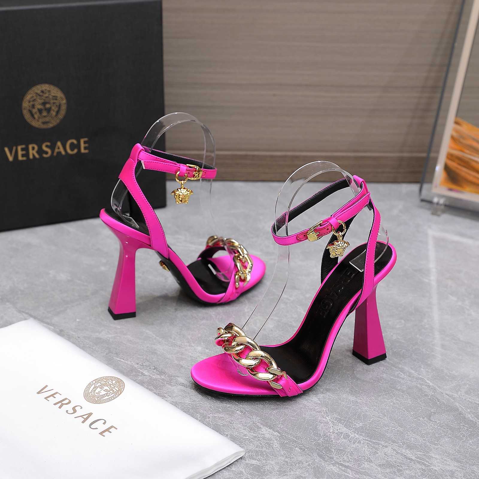 Versace Medusa Chain High Heel Sandals - DopestKickz