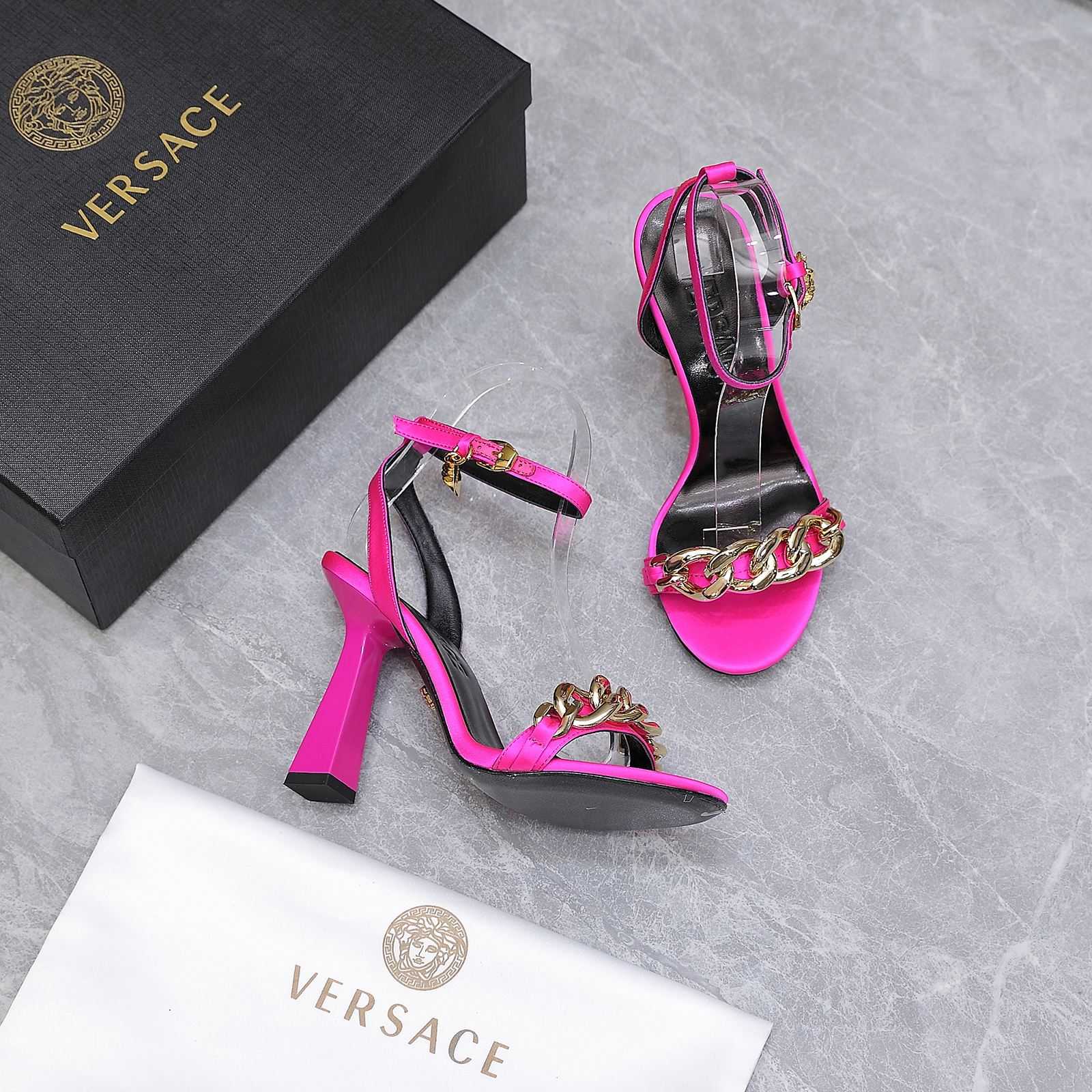 Versace Medusa Chain High Heel Sandals - DopestKickz