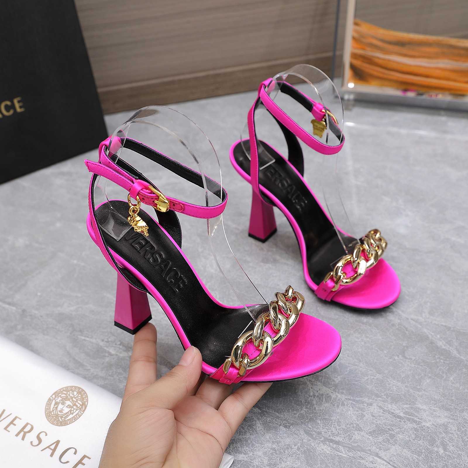 Versace Medusa Chain High Heel Sandals - DopestKickz