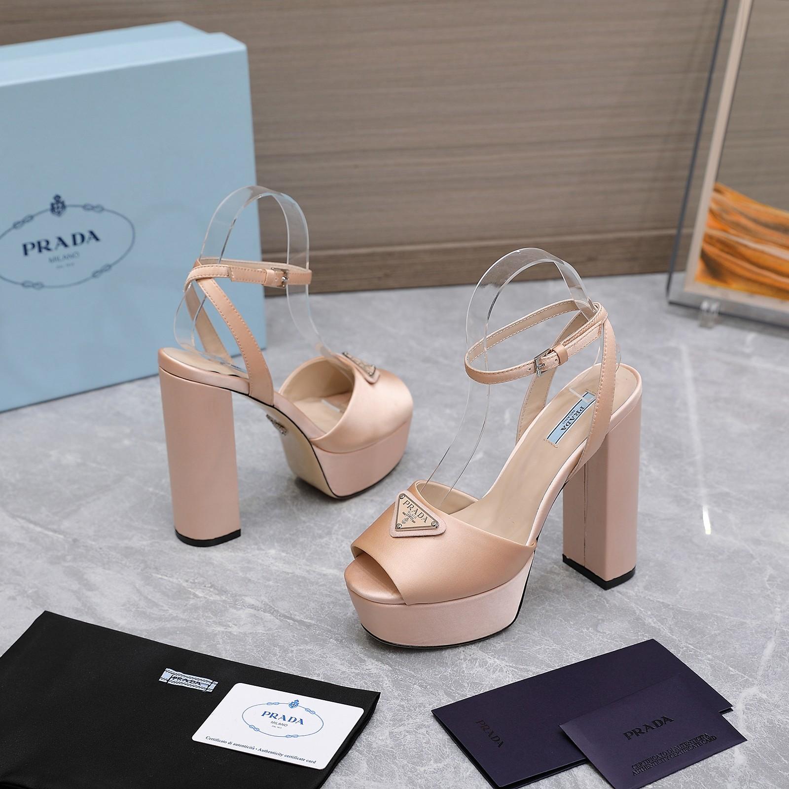 Prada High-Heeled Satin Sandals - DopestKickz