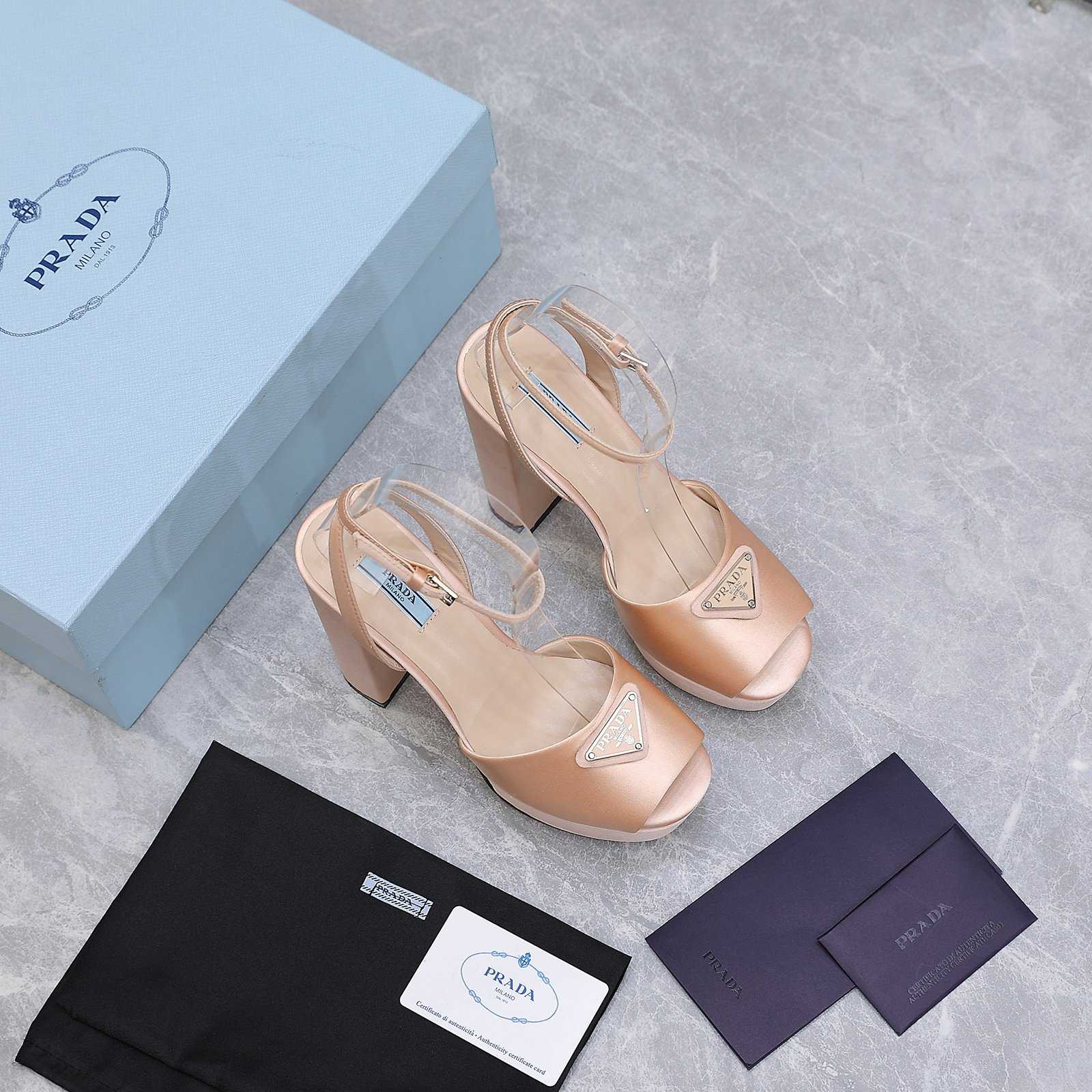 Prada High-Heeled Satin Sandals - DopestKickz