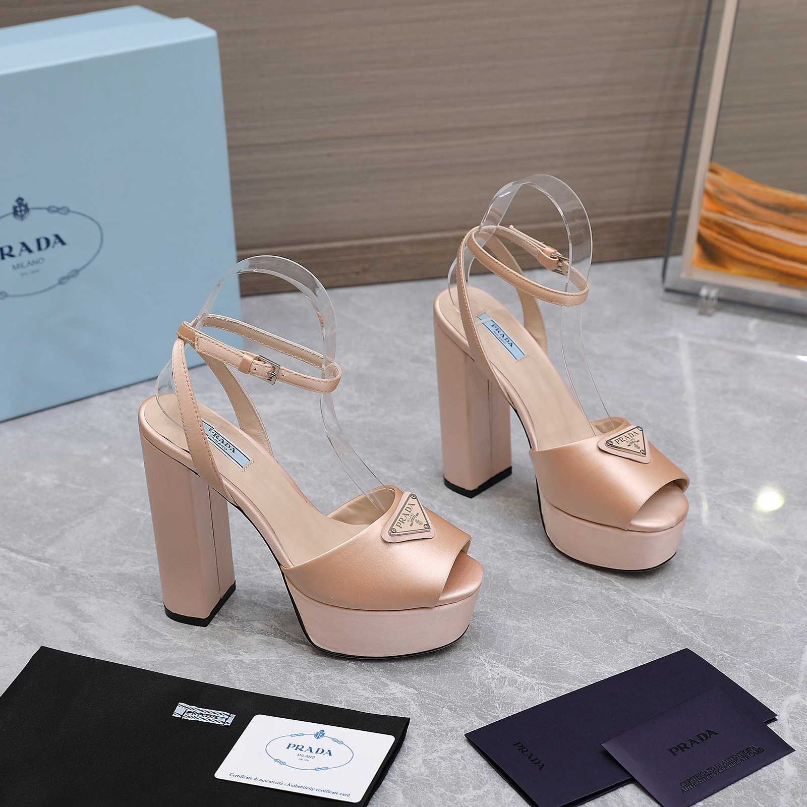Prada High-Heeled Satin Sandals - DopestKickz