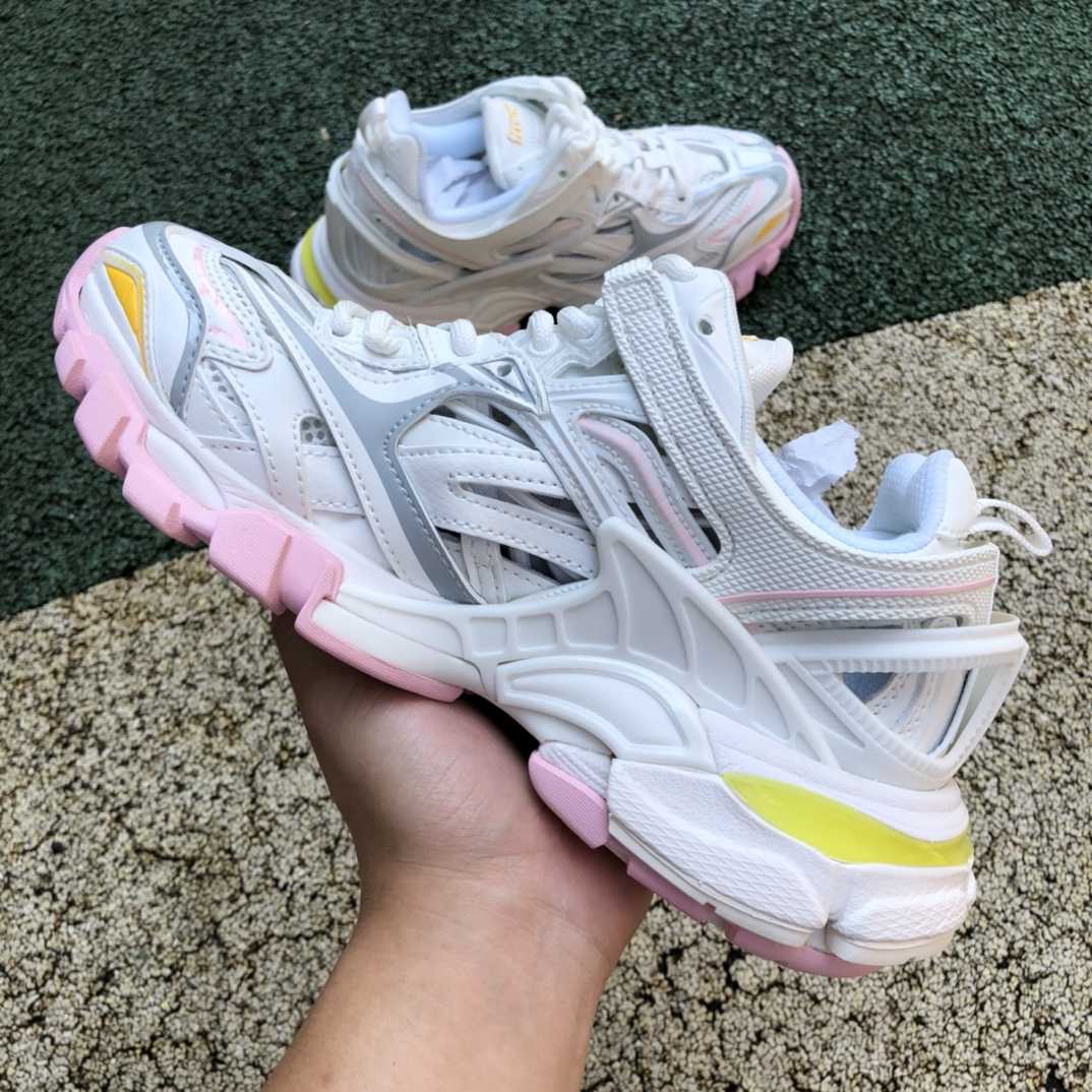 Balenciaga Track.2 Sneaker In White, Light Yellow, Light Pink And Light Blue Mesh And Nylon - DopestKickz
