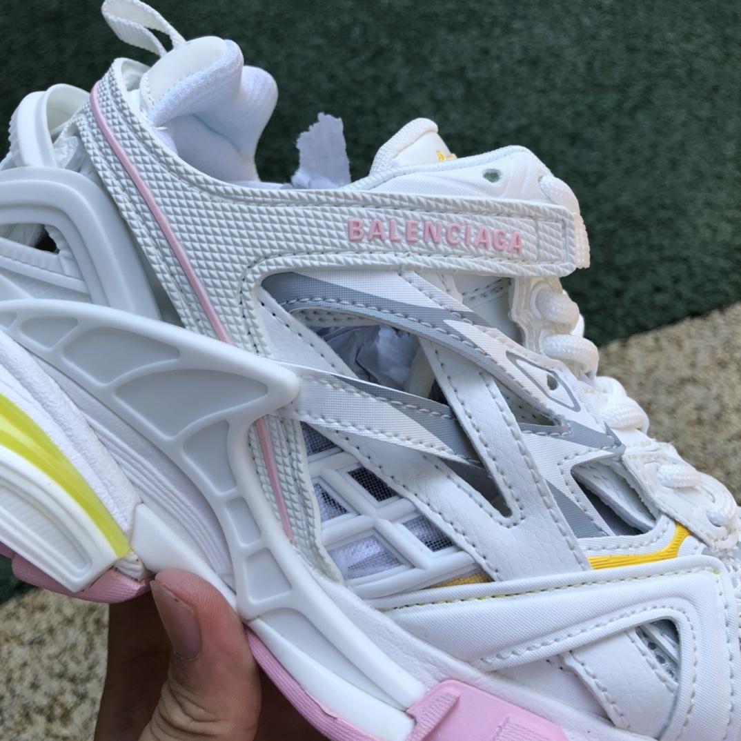 Balenciaga Track.2 Sneaker In White, Light Yellow, Light Pink And Light Blue Mesh And Nylon - DopestKickz