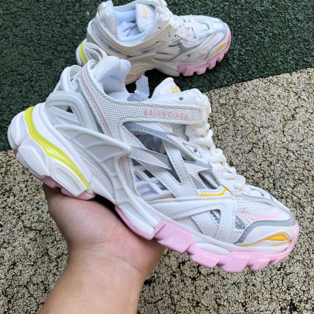 Balenciaga Track.2 Sneaker In White, Light Yellow, Light Pink And Light Blue Mesh And Nylon - DopestKickz