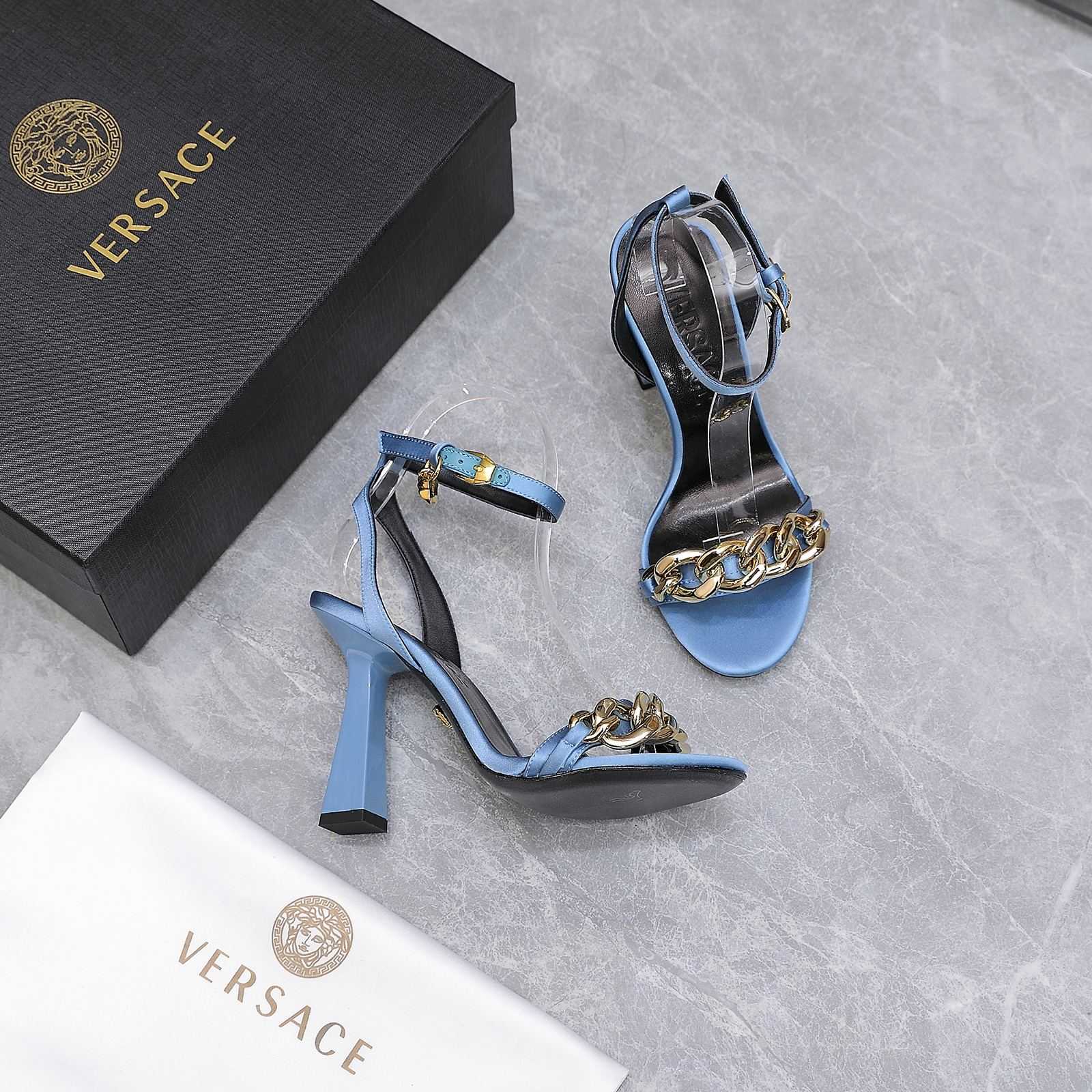 Versace Medusa Chain High Heel Sandals - DopestKickz