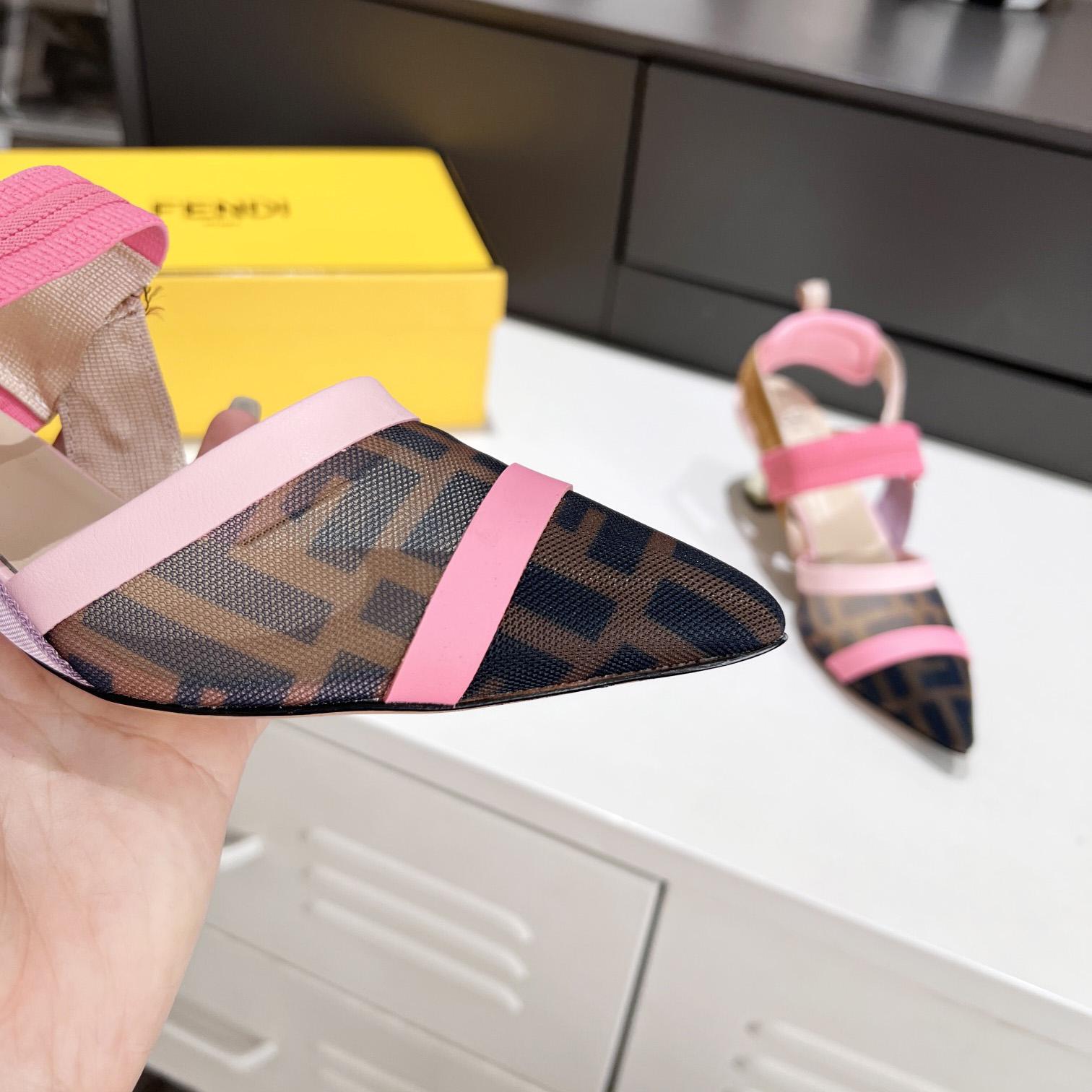 Fendi Colibrì Brown Mesh Medium-Heeled Slingbacks - DopestKickz