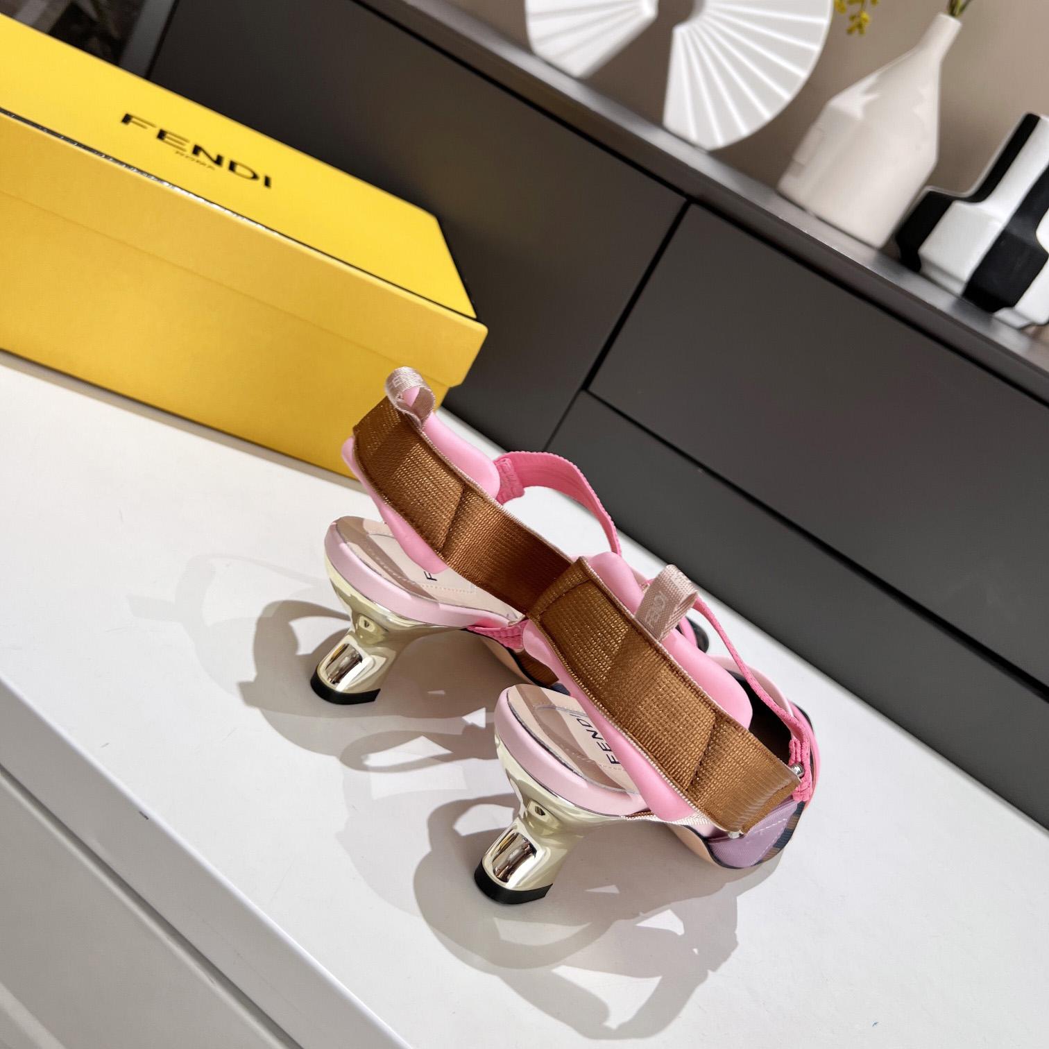 Fendi Colibrì Brown Mesh Medium-Heeled Slingbacks - DopestKickz