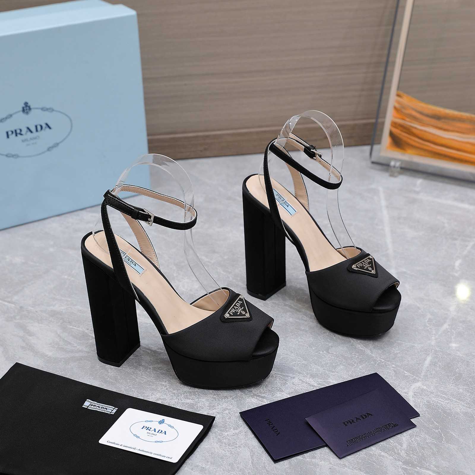 Prada High-Heeled Satin Sandals - DopestKickz