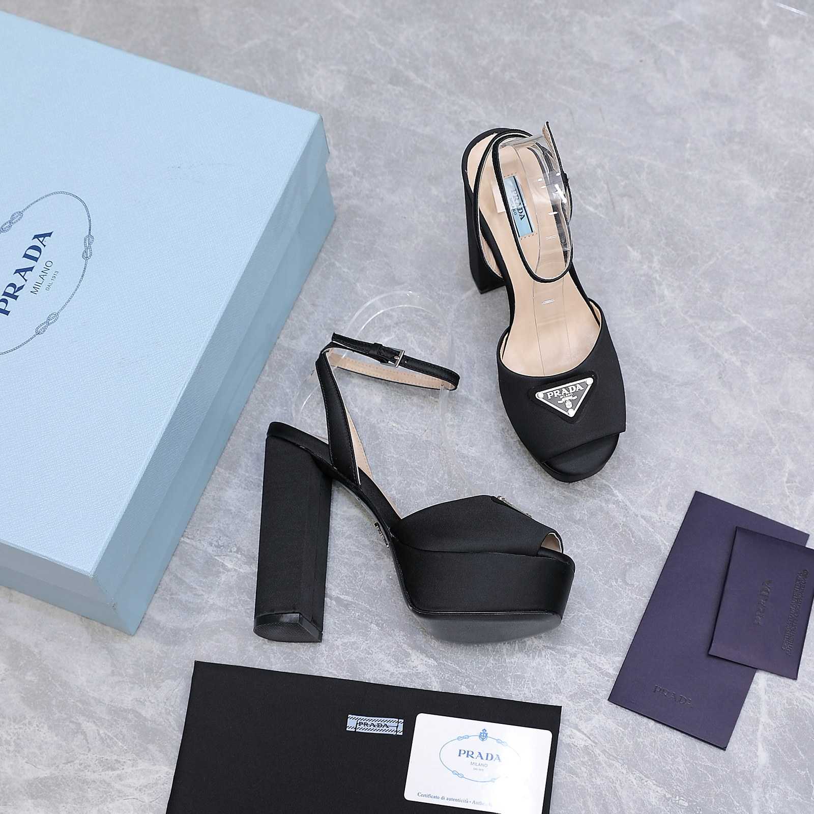 Prada High-Heeled Satin Sandals - DopestKickz