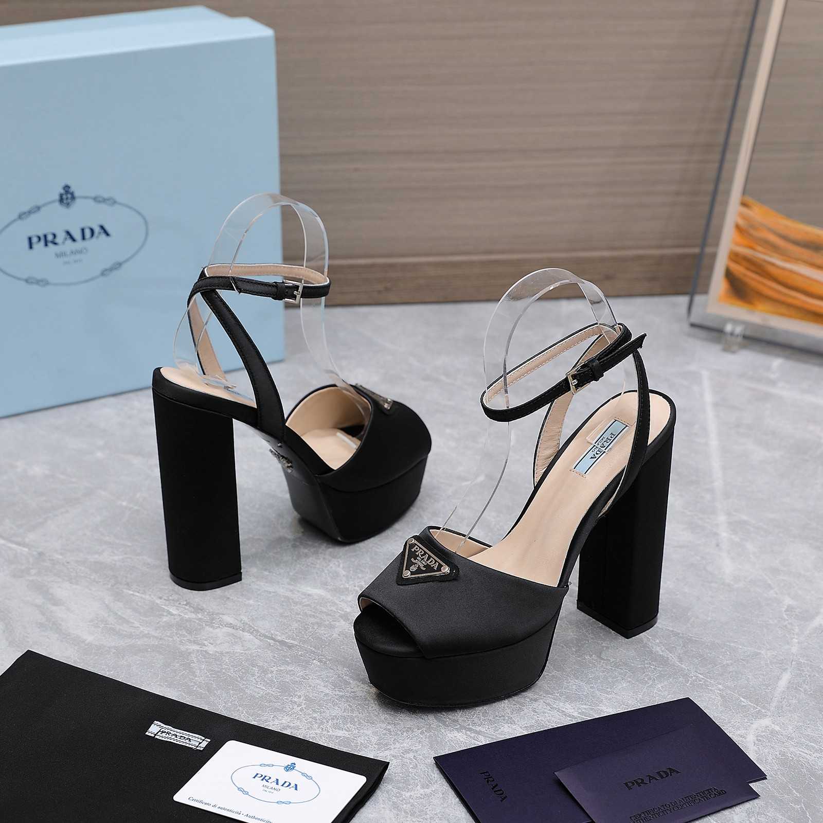 Prada High-Heeled Satin Sandals - DopestKickz