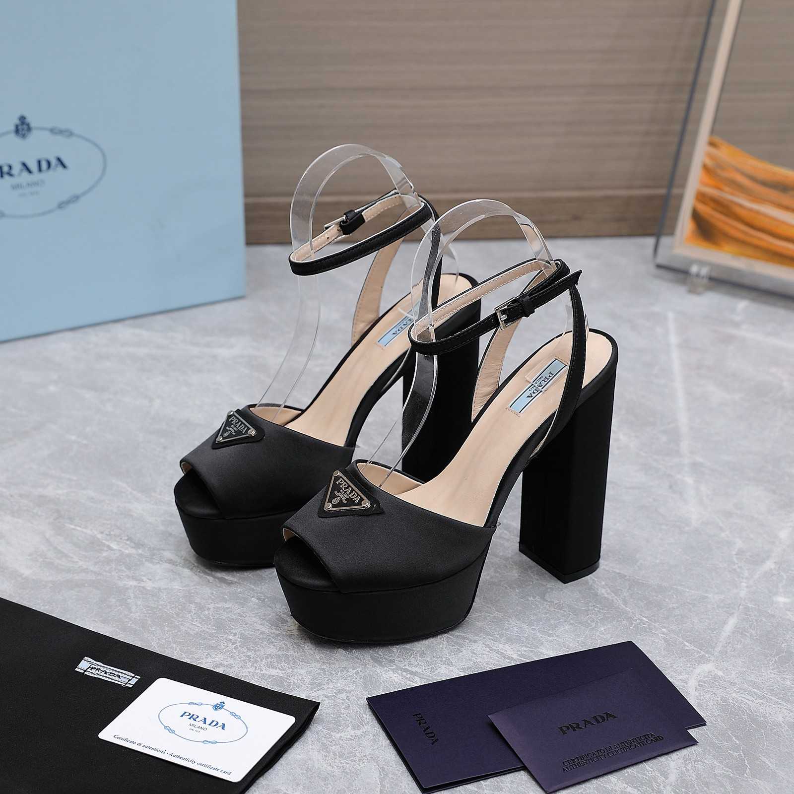 Prada High-Heeled Satin Sandals - DopestKickz