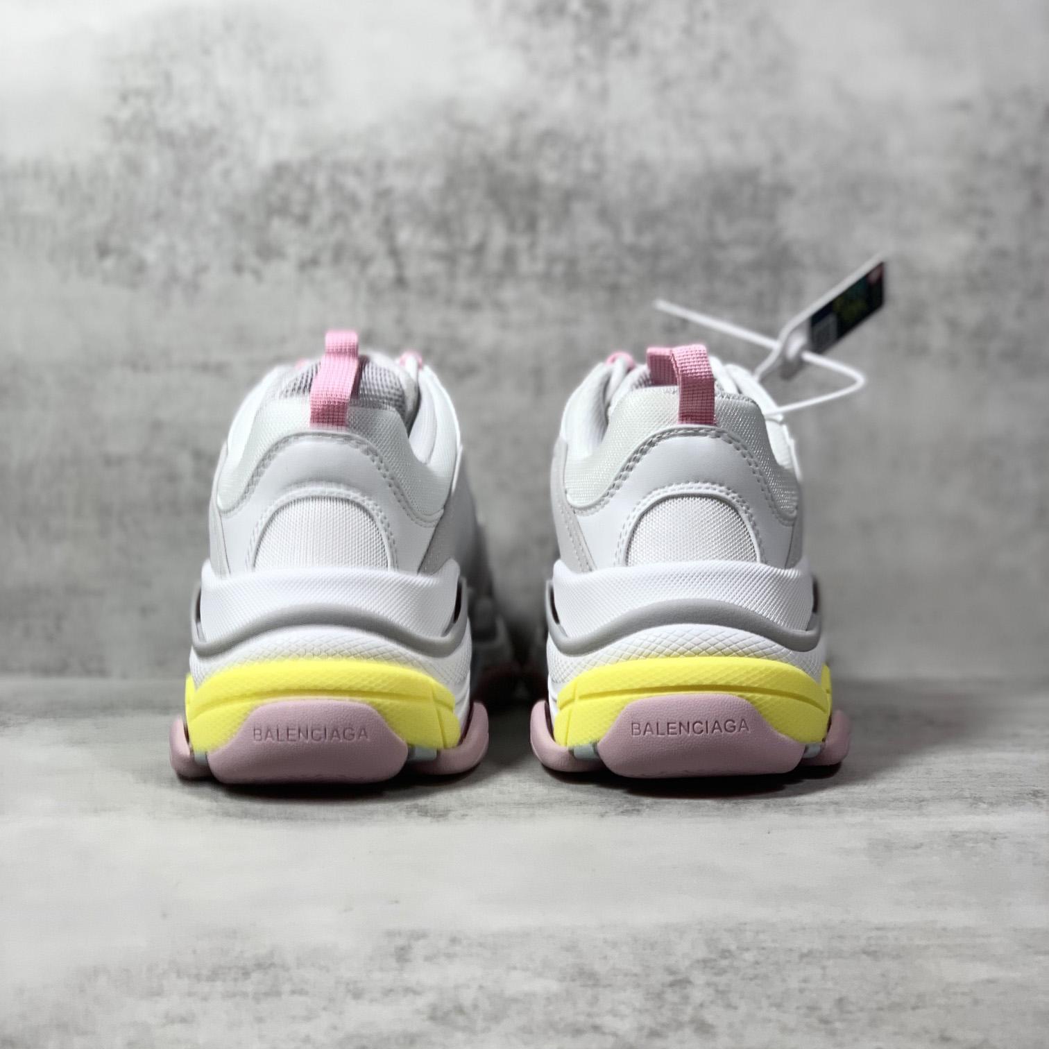 Balenciaga Triple S Sneaker In Grey, White, Light Yellow, Light Pink And Light Nlue Double Foam And Mesh - DopestKickz