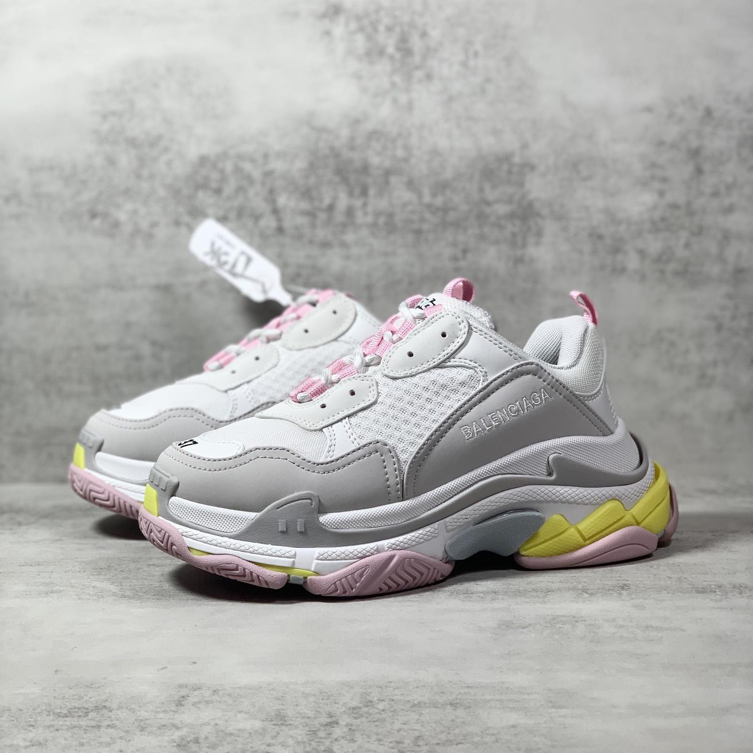 Balenciaga Triple S Sneaker In Grey, White, Light Yellow, Light Pink And Light Nlue Double Foam And Mesh - DopestKickz