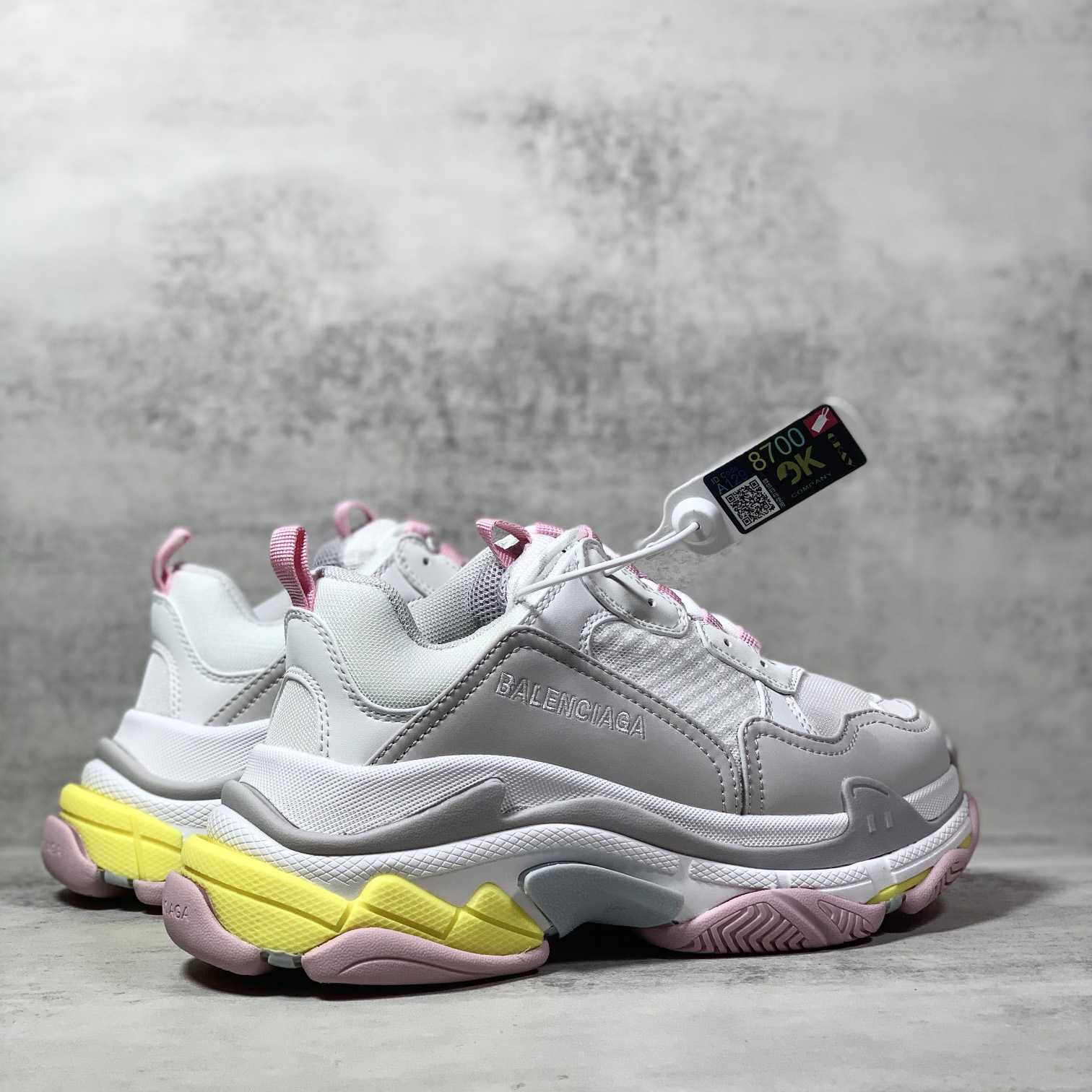 Balenciaga Triple S Sneaker In Grey, White, Light Yellow, Light Pink And Light Nlue Double Foam And Mesh - DopestKickz