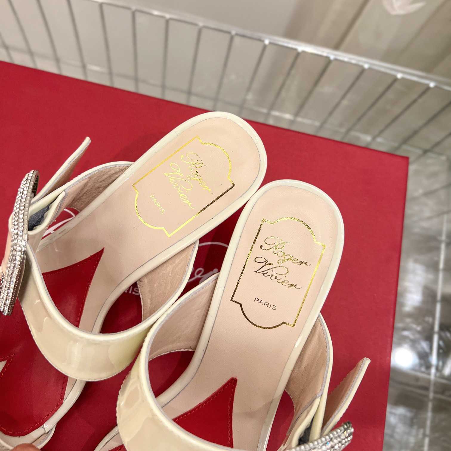 Roger Vivier Viv' Choc Side Strass Buckle Mules In Leather - DopestKickz