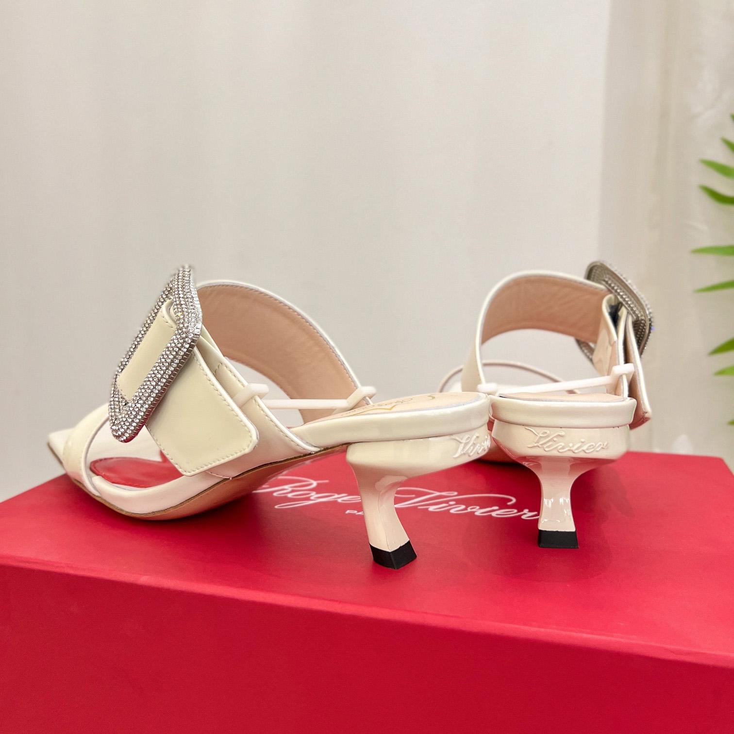 Roger Vivier Viv' Choc Side Strass Buckle Mules In Leather - DopestKickz