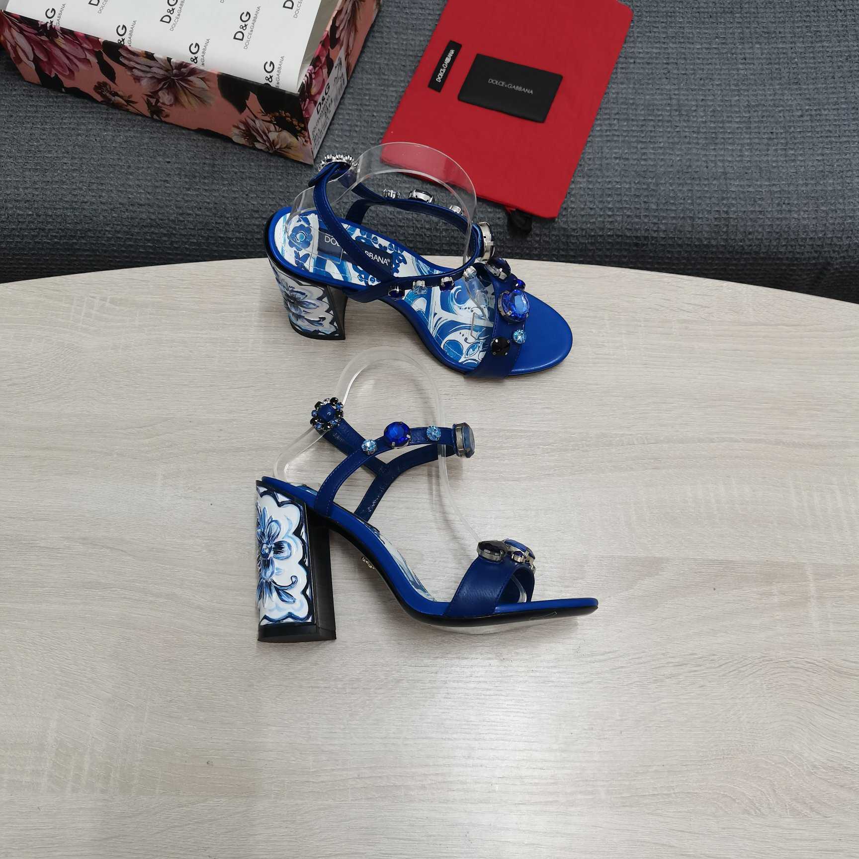Dolce & Gabbana Patent Leather Sandals With Embroidery And Painted Heel - DopestKickz