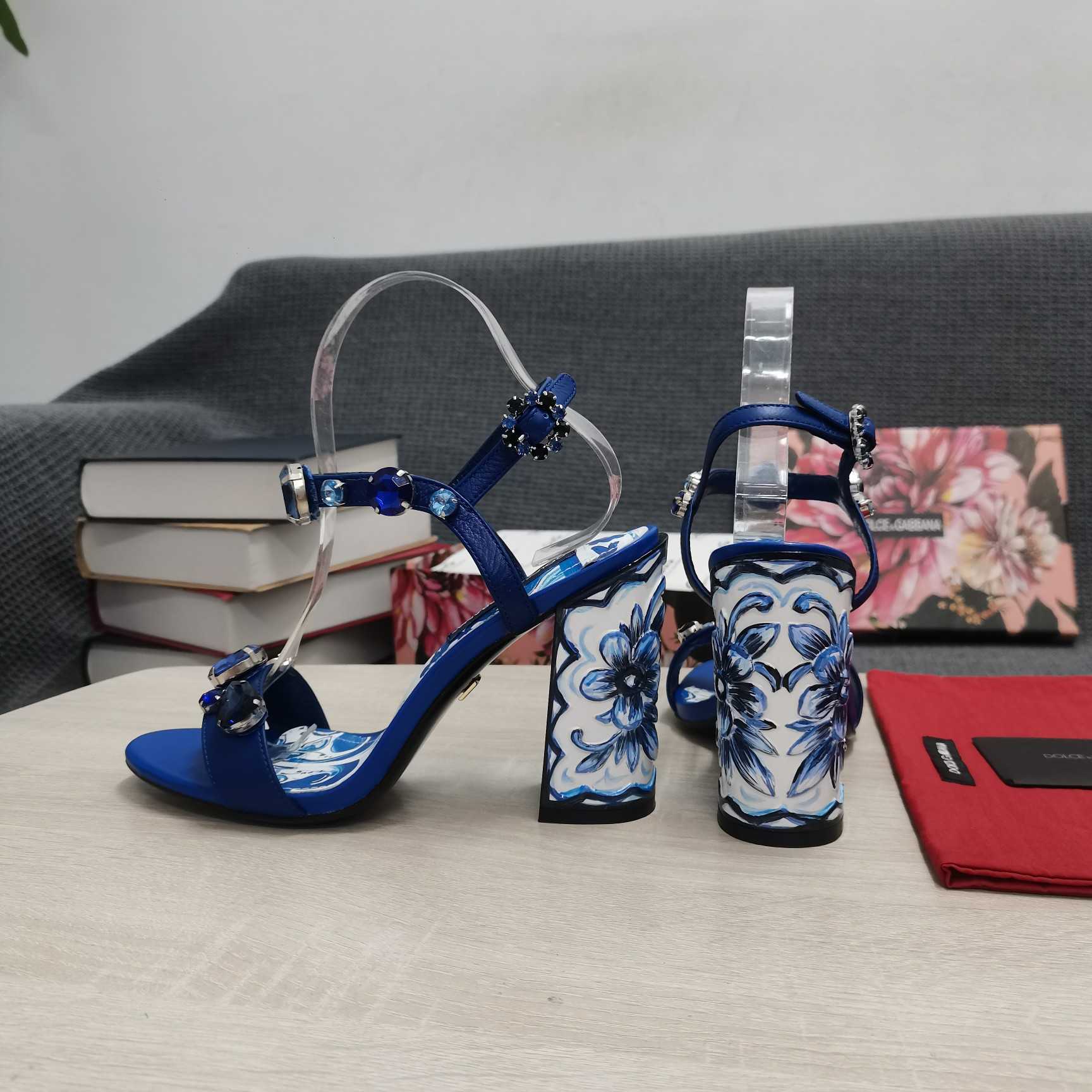Dolce & Gabbana Patent Leather Sandals With Embroidery And Painted Heel - DopestKickz