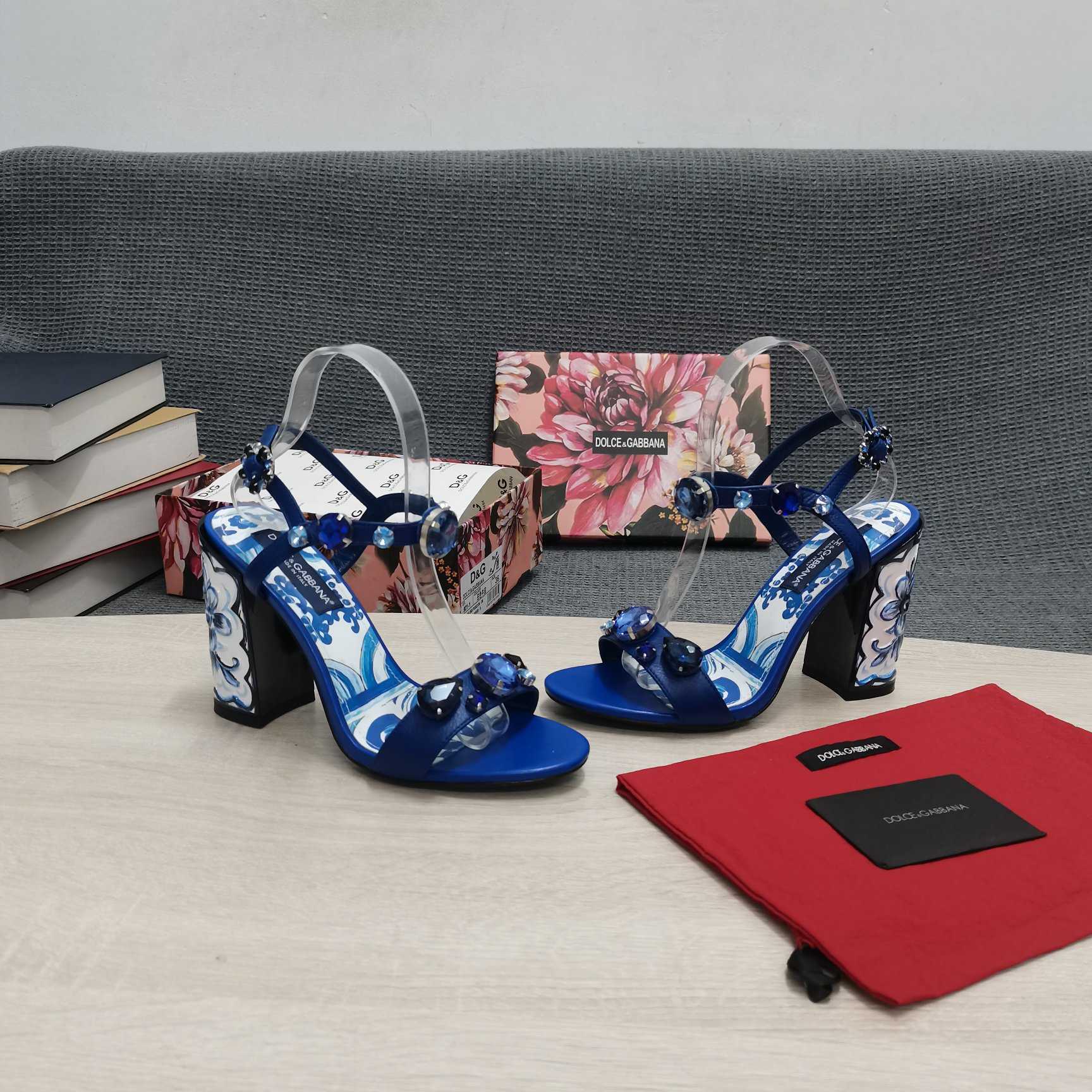 Dolce & Gabbana Patent Leather Sandals With Embroidery And Painted Heel - DopestKickz