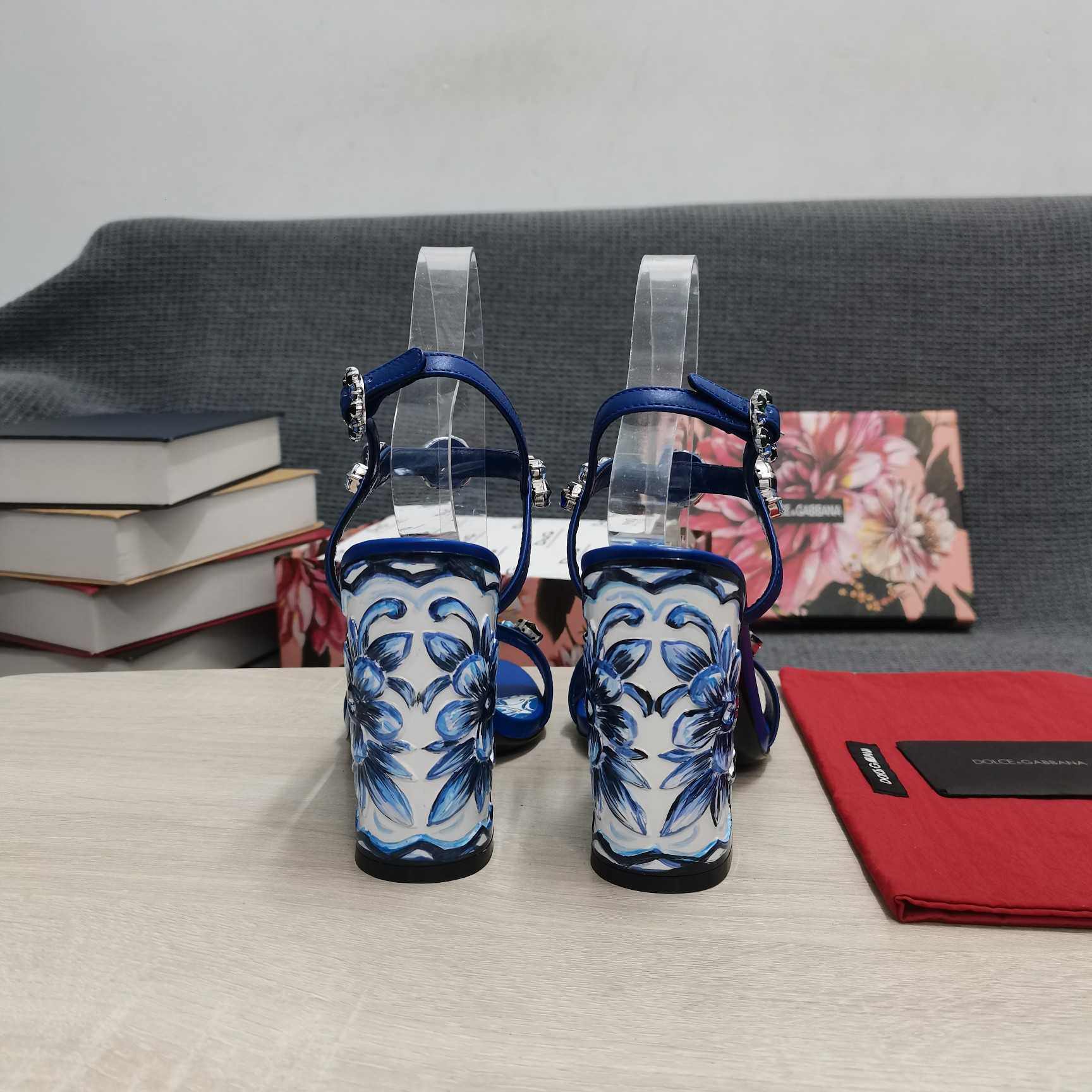 Dolce & Gabbana Patent Leather Sandals With Embroidery And Painted Heel - DopestKickz