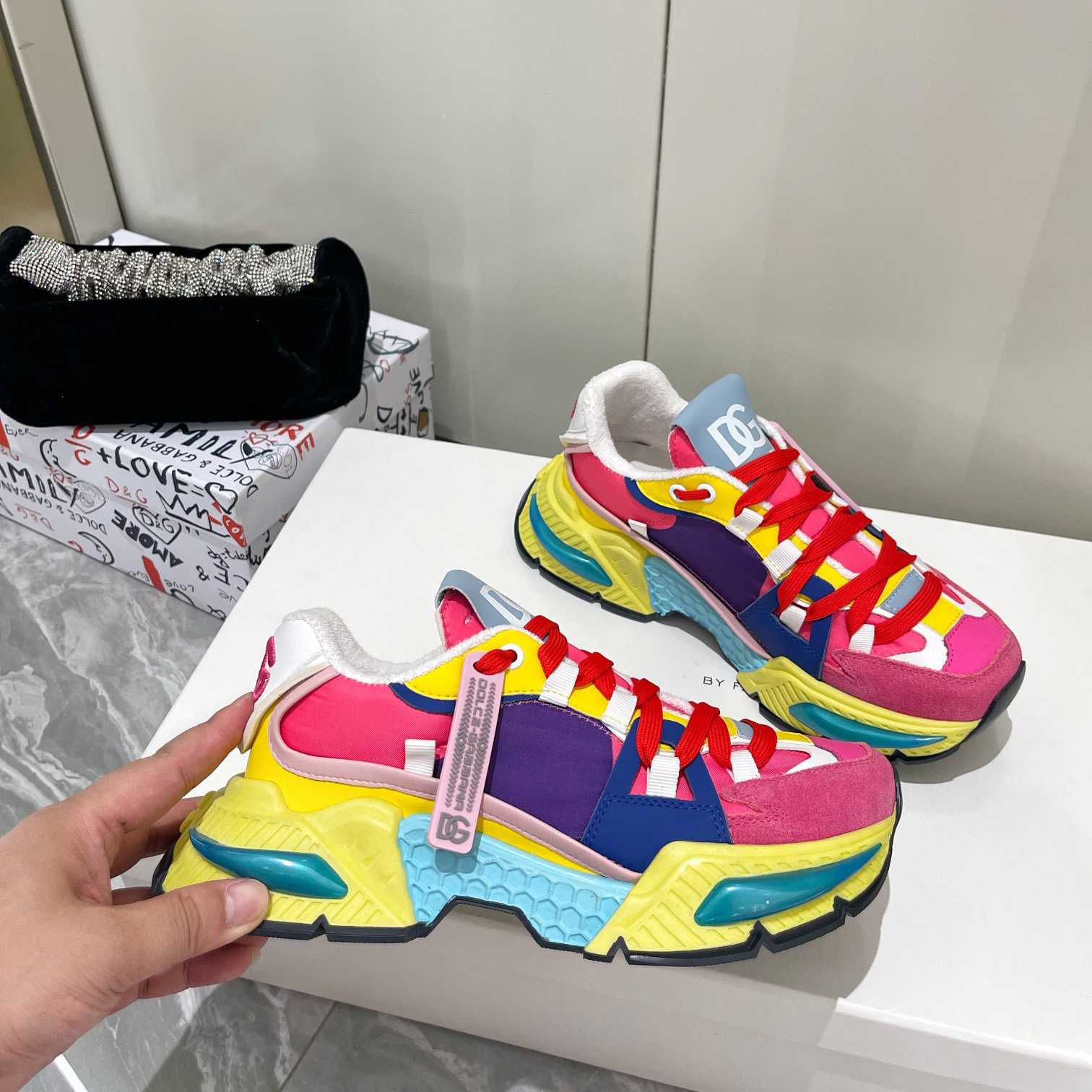 Dolce & Gabbana Mixed-Material Airmaster Sneakers - DopestKickz