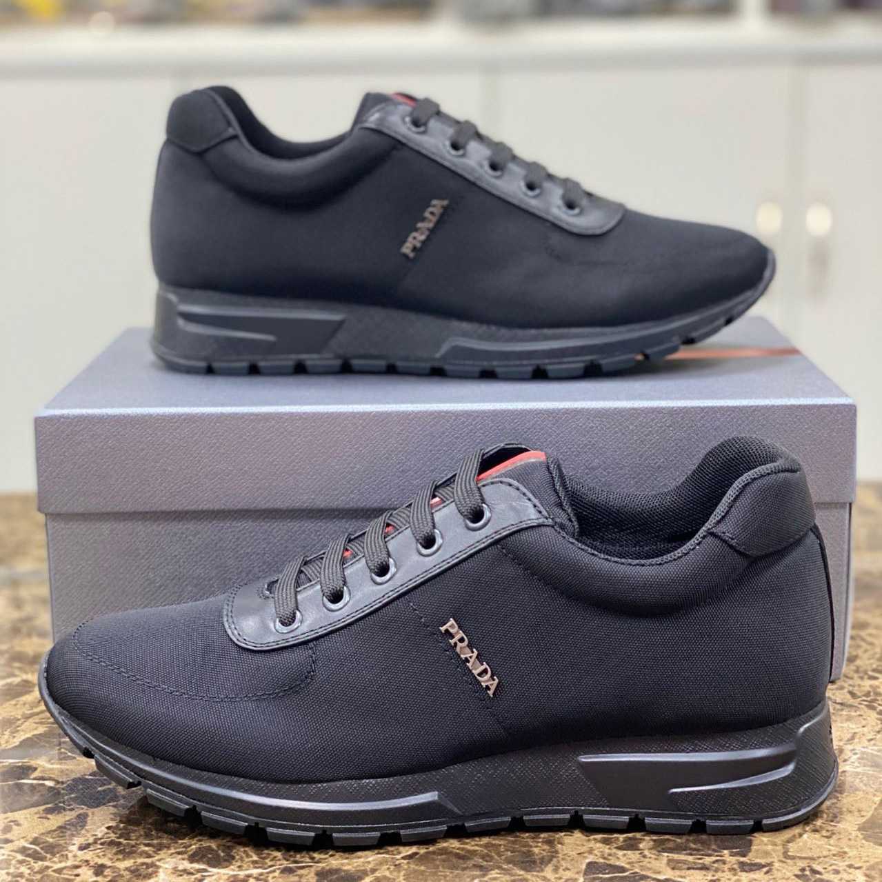 Prada Nylon And Leather Sneakers - DopestKickz