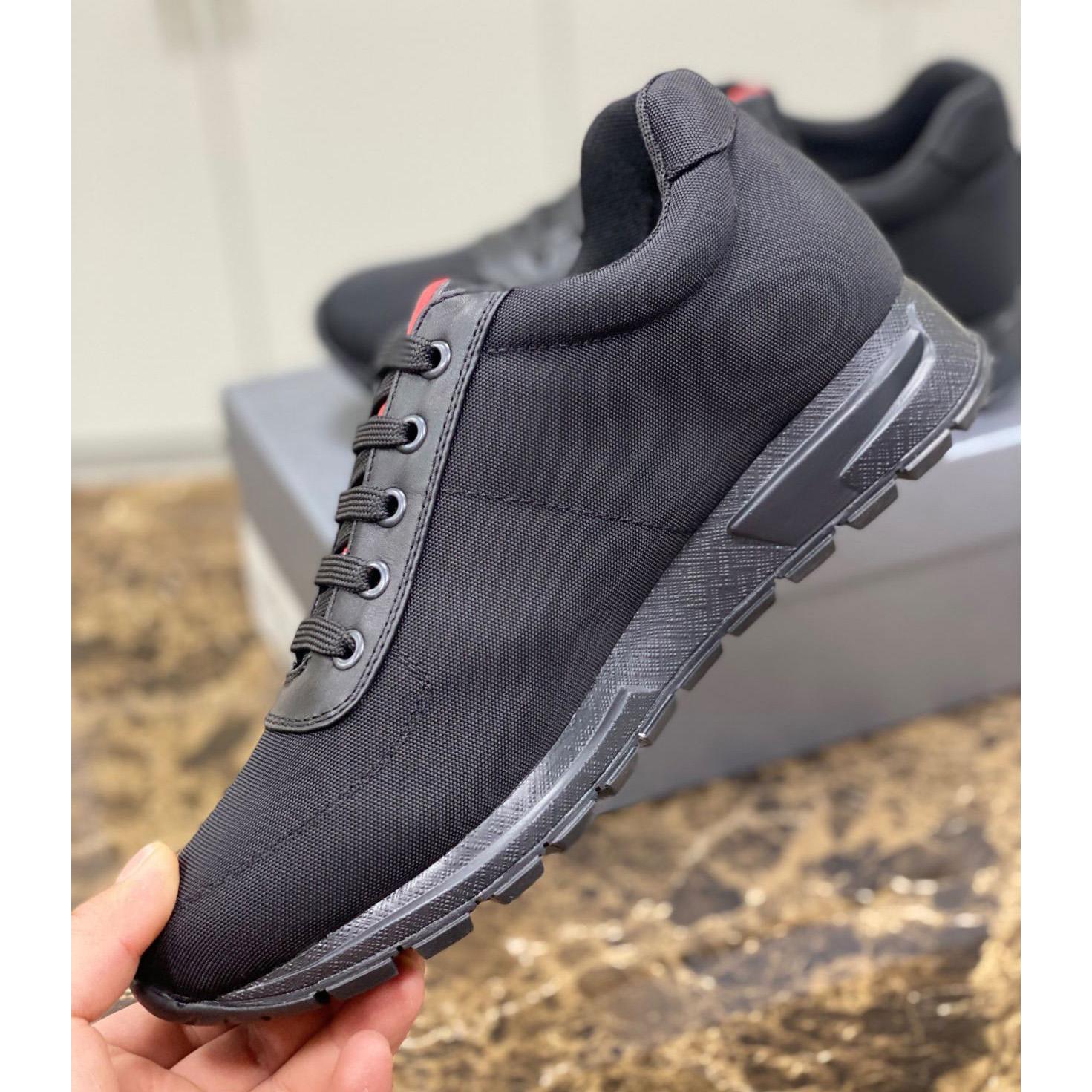Prada Nylon And Leather Sneakers - DopestKickz